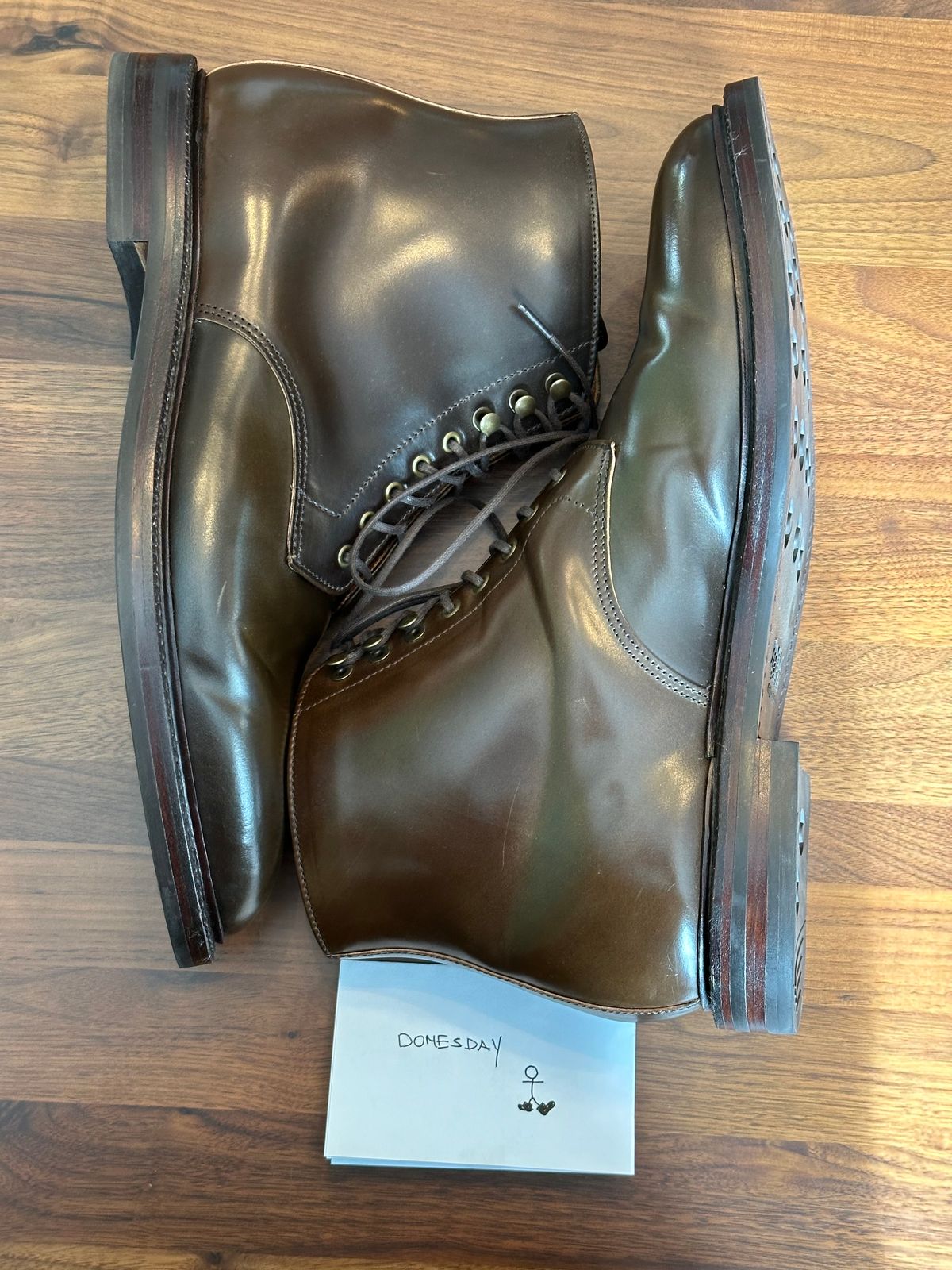 Photo by bootguy on October 2, 2024 of the Grant Stone Edward Boot in Horween Maduro Shell Cordovan.