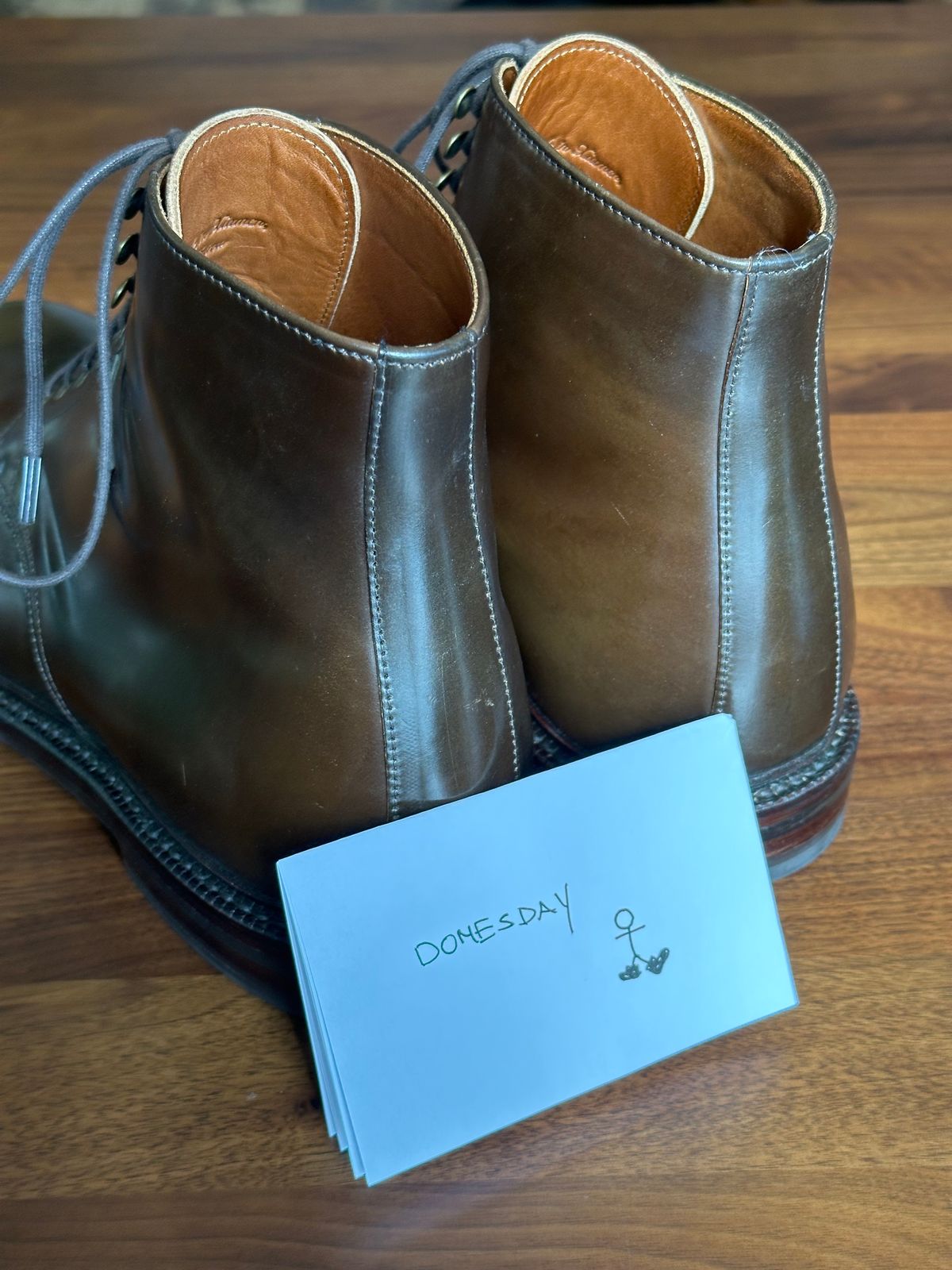 Photo by bootguy on October 2, 2024 of the Grant Stone Edward Boot in Horween Maduro Shell Cordovan.