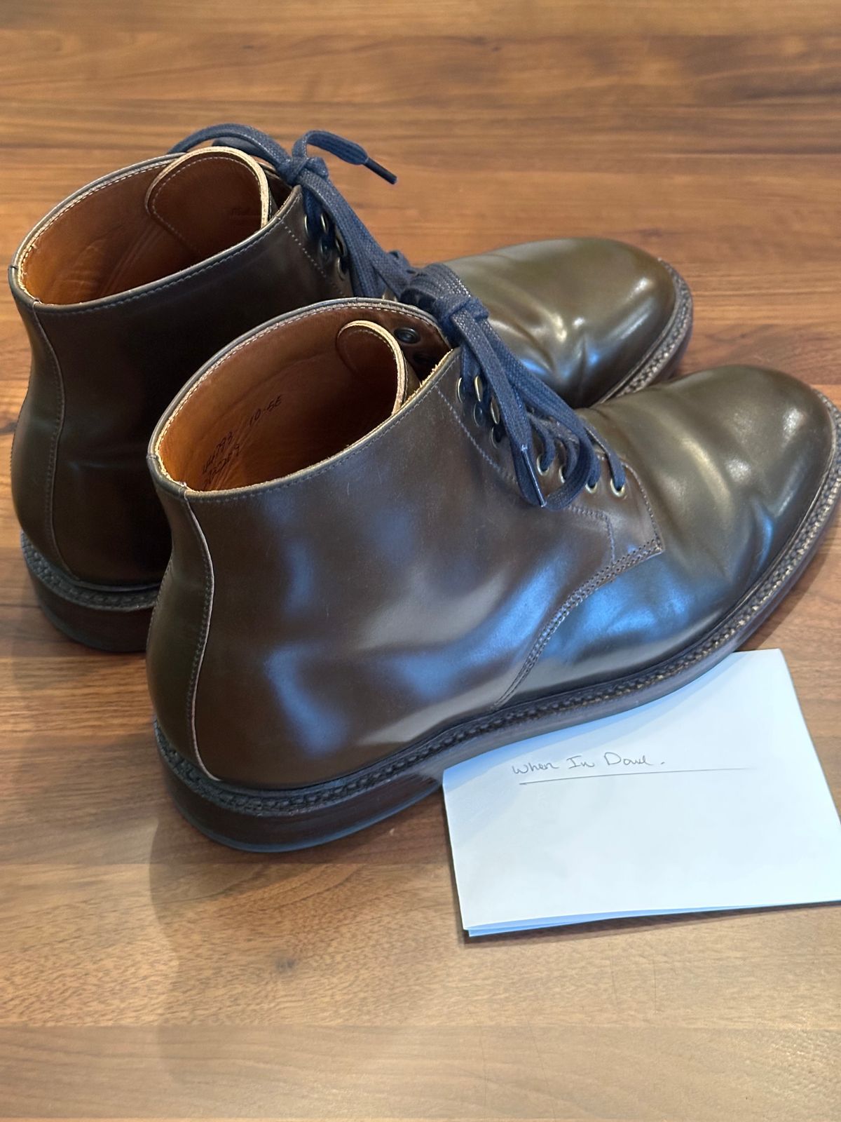 Photo by bootguy on November 5, 2024 of the Grant Stone Edward Boot in Horween Maduro Shell Cordovan.
