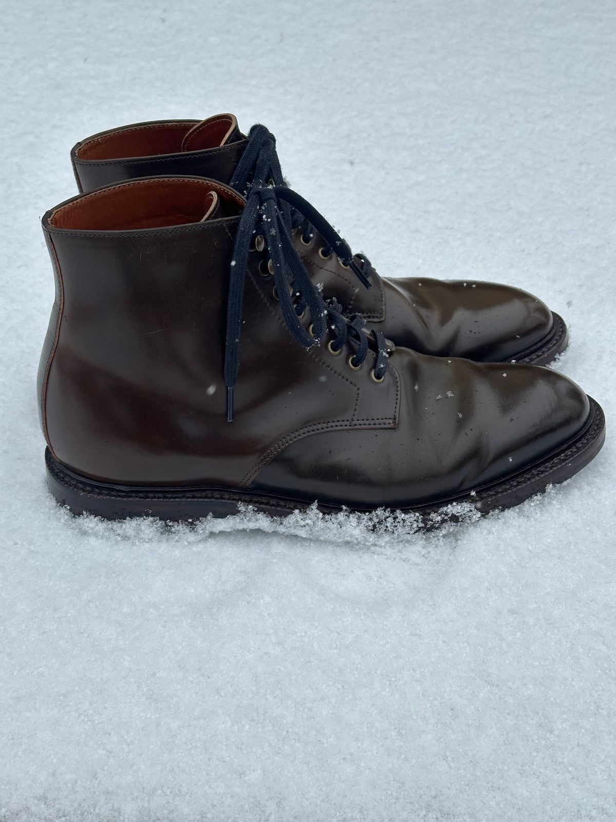 Photo by bootguy on December 4, 2024 of the Grant Stone Edward Boot in Horween Maduro Shell Cordovan.