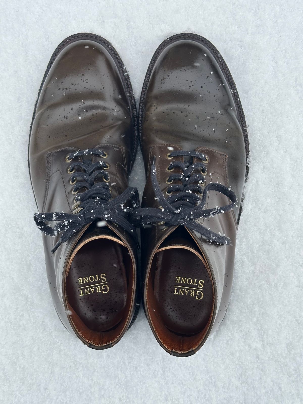 Photo by bootguy on December 4, 2024 of the Grant Stone Edward Boot in Horween Maduro Shell Cordovan.