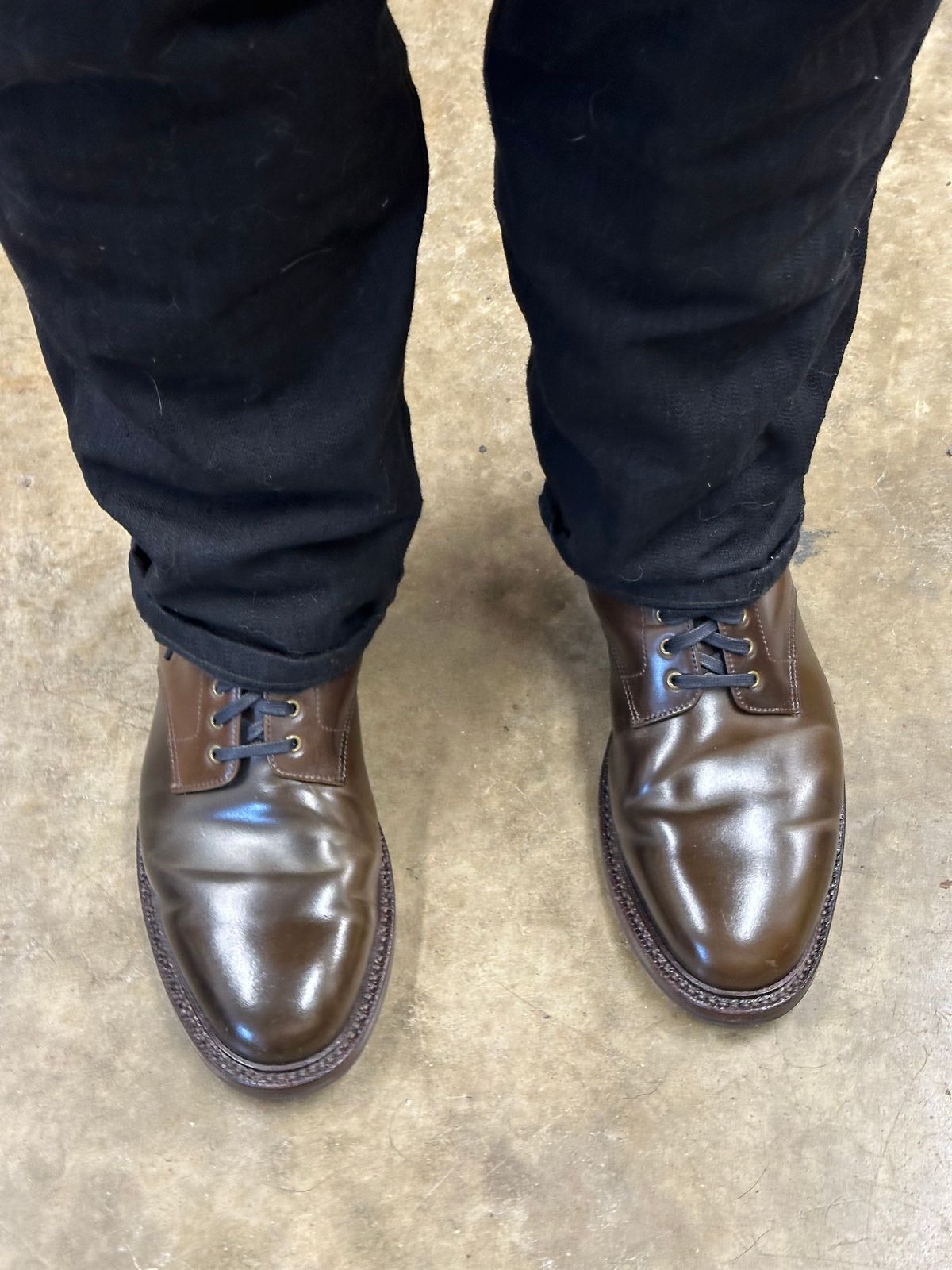 Photo by bootguy on January 4, 2025 of the Grant Stone Edward Boot in Horween Maduro Shell Cordovan.