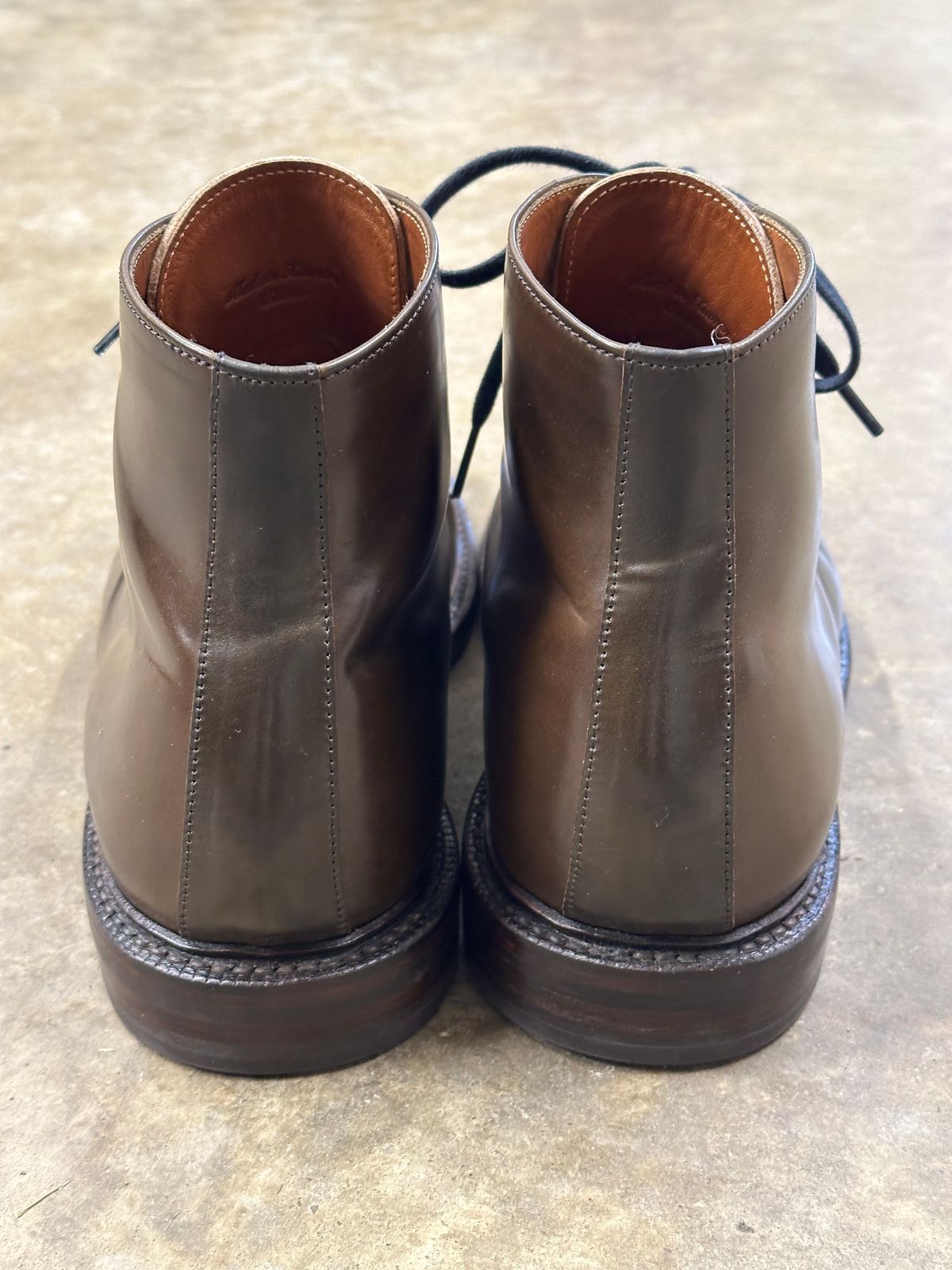 Photo by bootguy on January 4, 2025 of the Grant Stone Edward Boot in Horween Maduro Shell Cordovan.