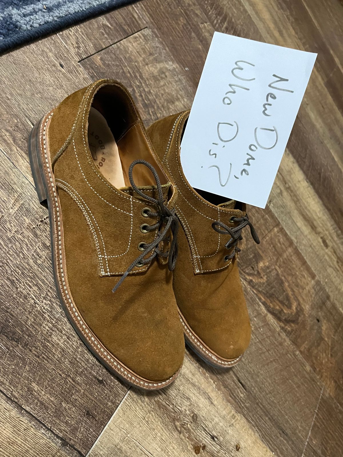 Photo by pbrunese on October 2, 2025 of the Parkhurst Bidwell 2.0 in S.B. Foot Dune Roughout Suede.
