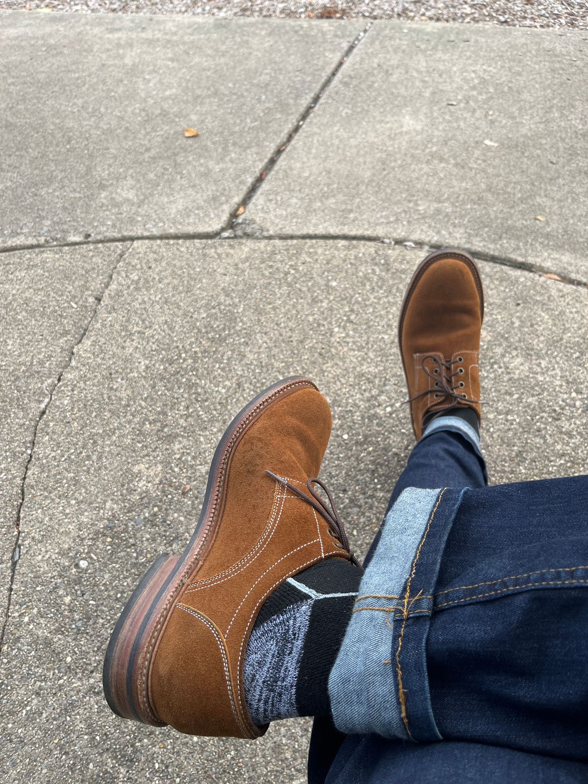 Photo by pbrunese on October 13, 2025 of the Parkhurst Bidwell 2.0 in S.B. Foot Dune Roughout Suede.