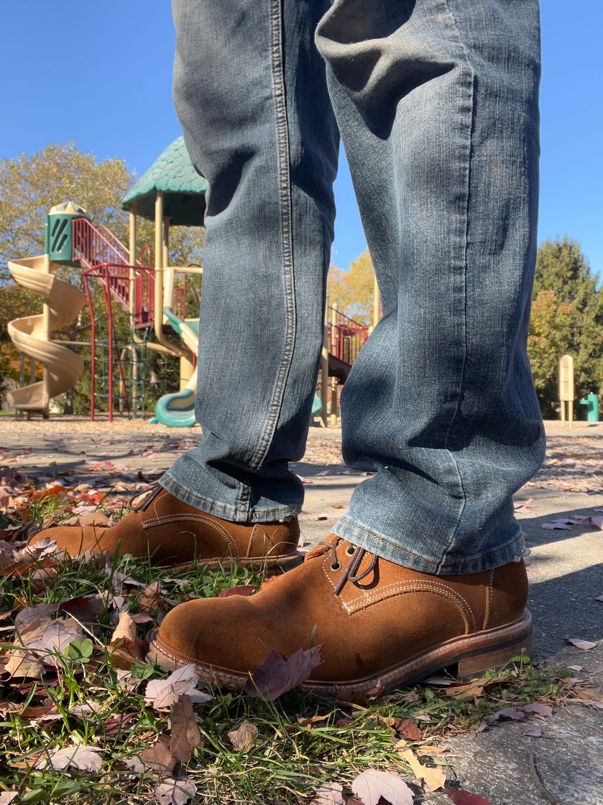 Photo by pbrunese on November 2, 2025 of the Parkhurst Bidwell 2.0 in S.B. Foot Dune Roughout Suede.