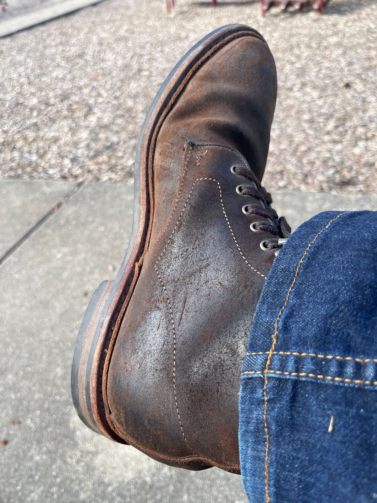 Photo by pbrunese on March 29, 2026 of the Allen Edmonds Higgins Mill in C.F. Stead Snuff Waxy Commander Suede.
