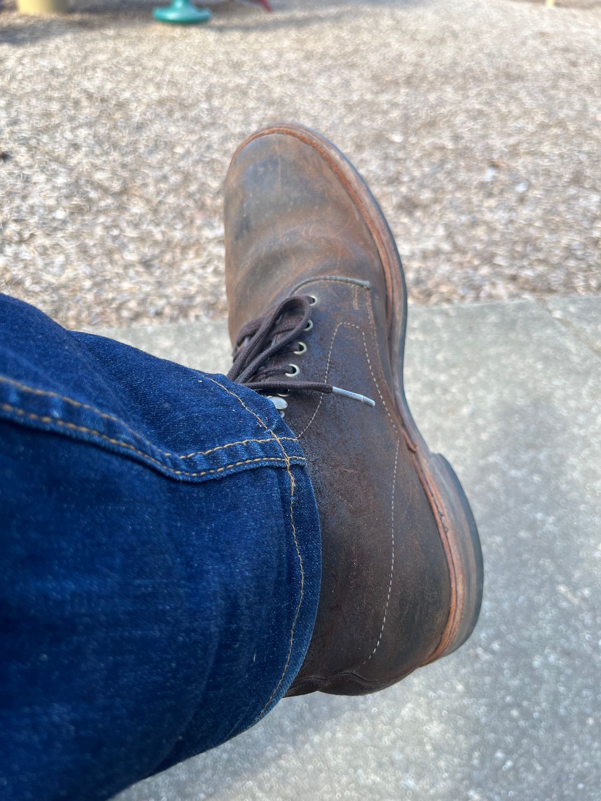 Photo by pbrunese on March 29, 2026 of the Allen Edmonds Higgins Mill in C.F. Stead Snuff Waxy Commander Suede.