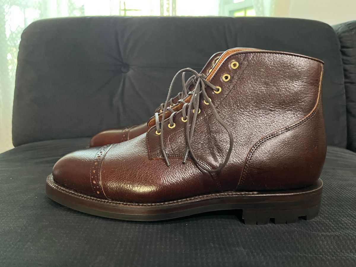 Photo by pbrunese on October 1, 2025 of the Grant Stone Garrison Boot in C.F. Stead Crimson Classic Kudu.