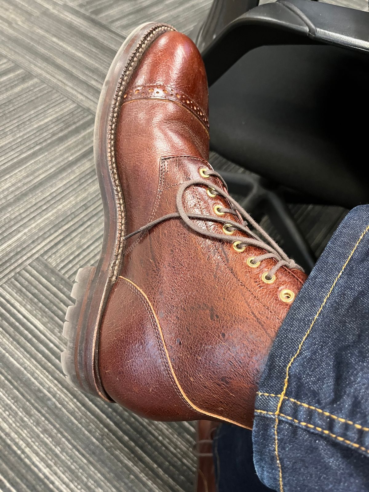 Photo by pbrunese on October 20, 2025 of the Grant Stone Garrison Boot in C.F. Stead Crimson Classic Kudu.
