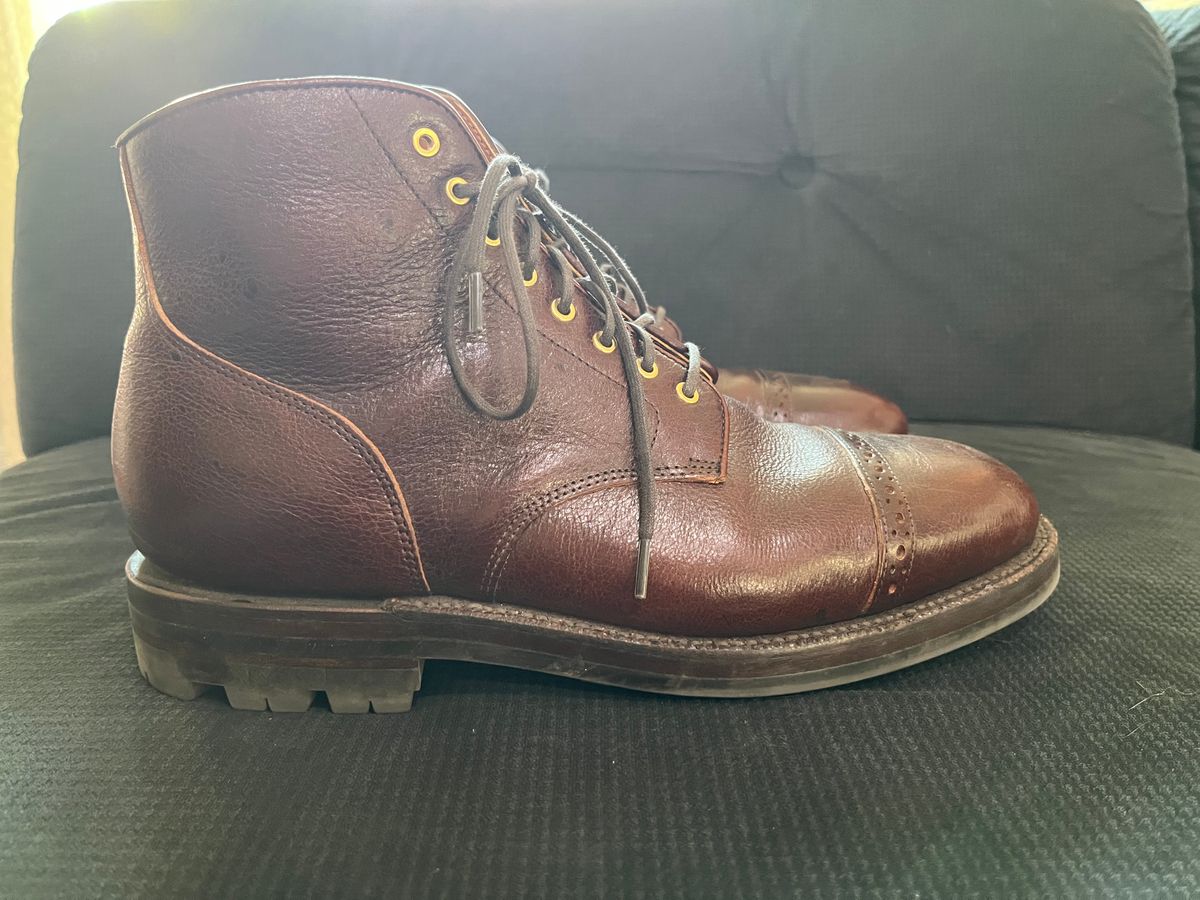 Photo by pbrunese on November 2, 2025 of the Grant Stone Garrison Boot in C.F. Stead Crimson Classic Kudu.