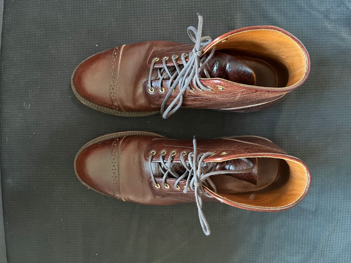 Photo by pbrunese on November 2, 2025 of the Grant Stone Garrison Boot in C.F. Stead Crimson Classic Kudu.