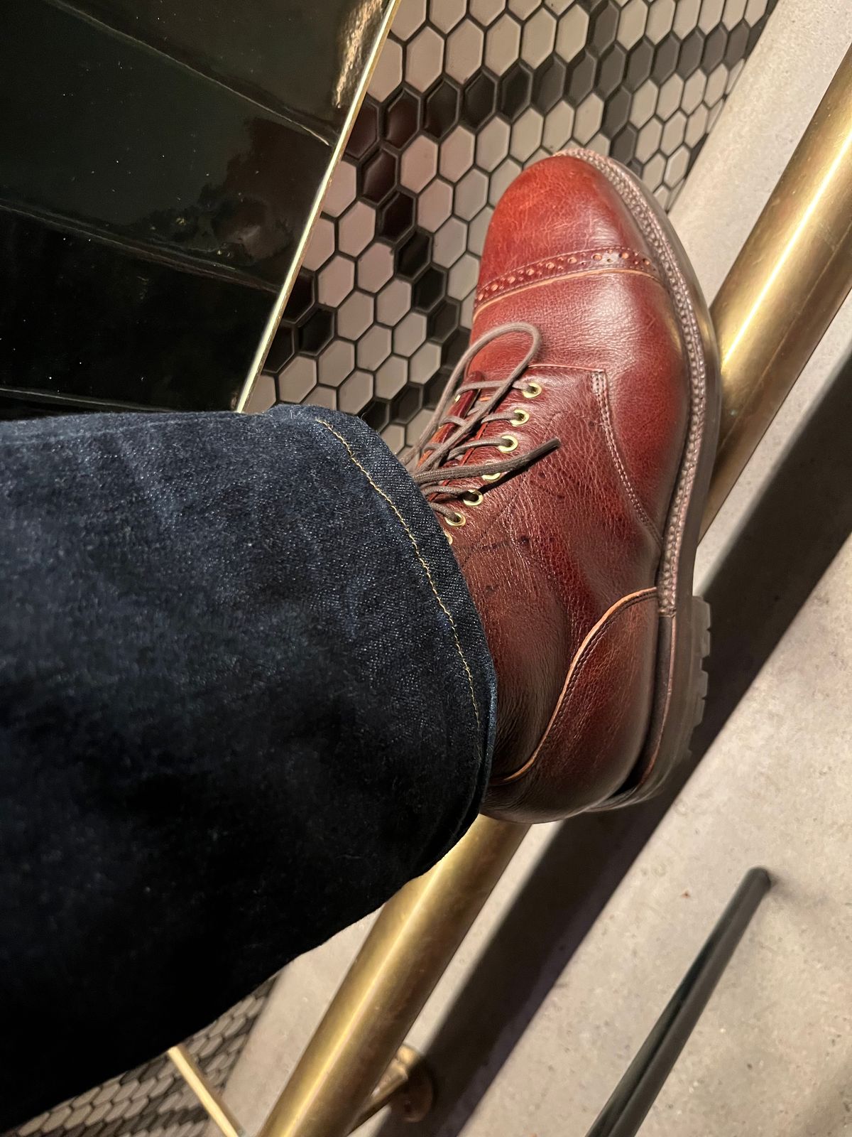 Photo by pbrunese on November 8, 2025 of the Grant Stone Garrison Boot in C.F. Stead Crimson Classic Kudu.