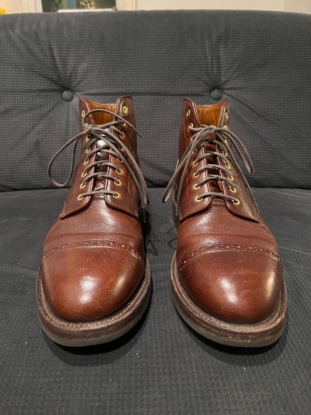 Photo by pbrunese on December 5, 2025 of the Grant Stone Garrison Boot in C.F. Stead Crimson Classic Kudu.