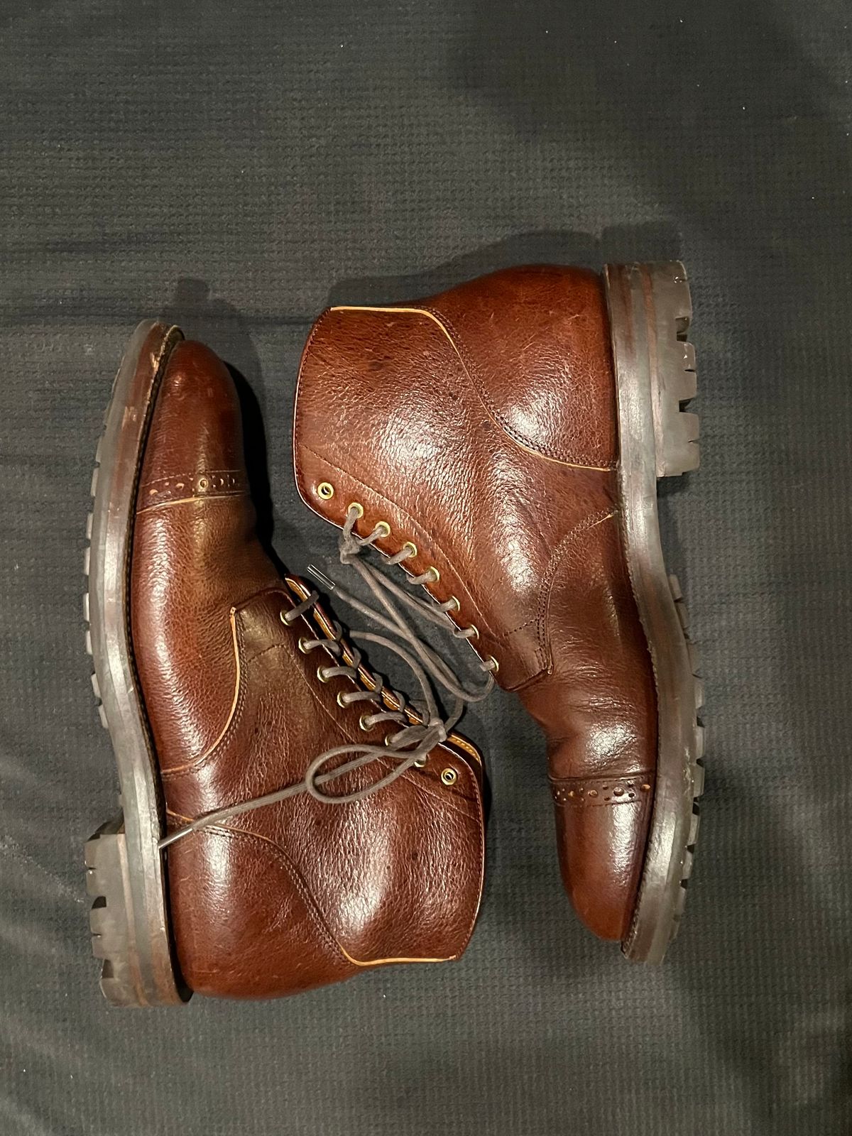 Photo by pbrunese on December 5, 2025 of the Grant Stone Garrison Boot in C.F. Stead Crimson Classic Kudu.