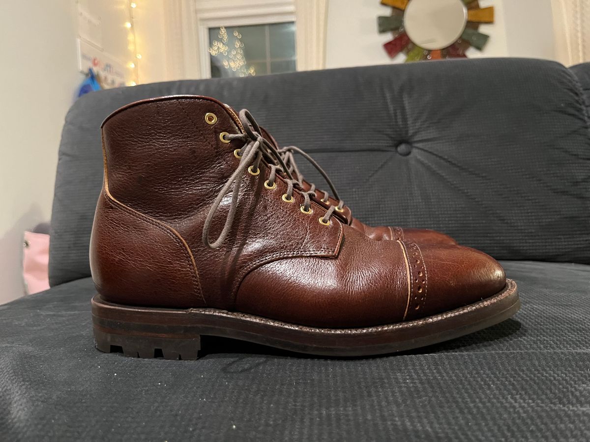 Photo by pbrunese on December 5, 2025 of the Grant Stone Garrison Boot in C.F. Stead Crimson Classic Kudu.