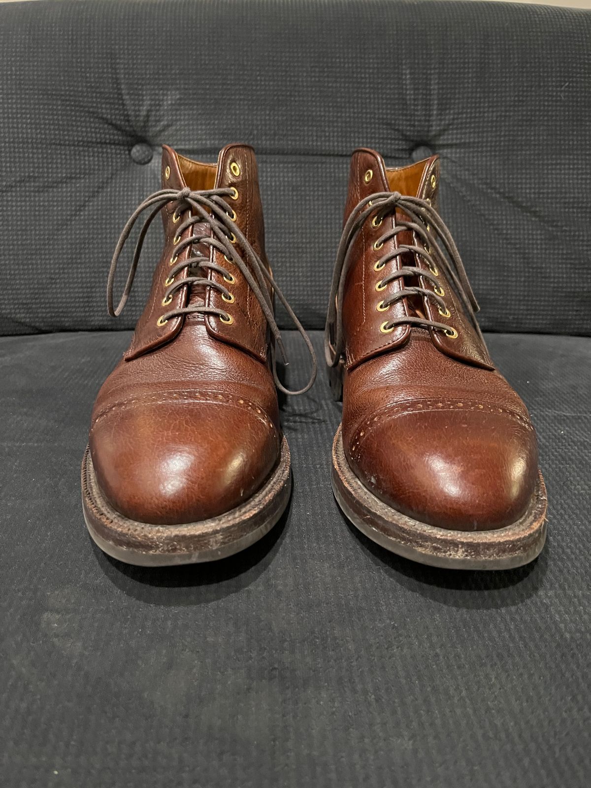 Photo by pbrunese on January 5, 2026 of the Grant Stone Garrison Boot in C.F. Stead Crimson Classic Kudu.