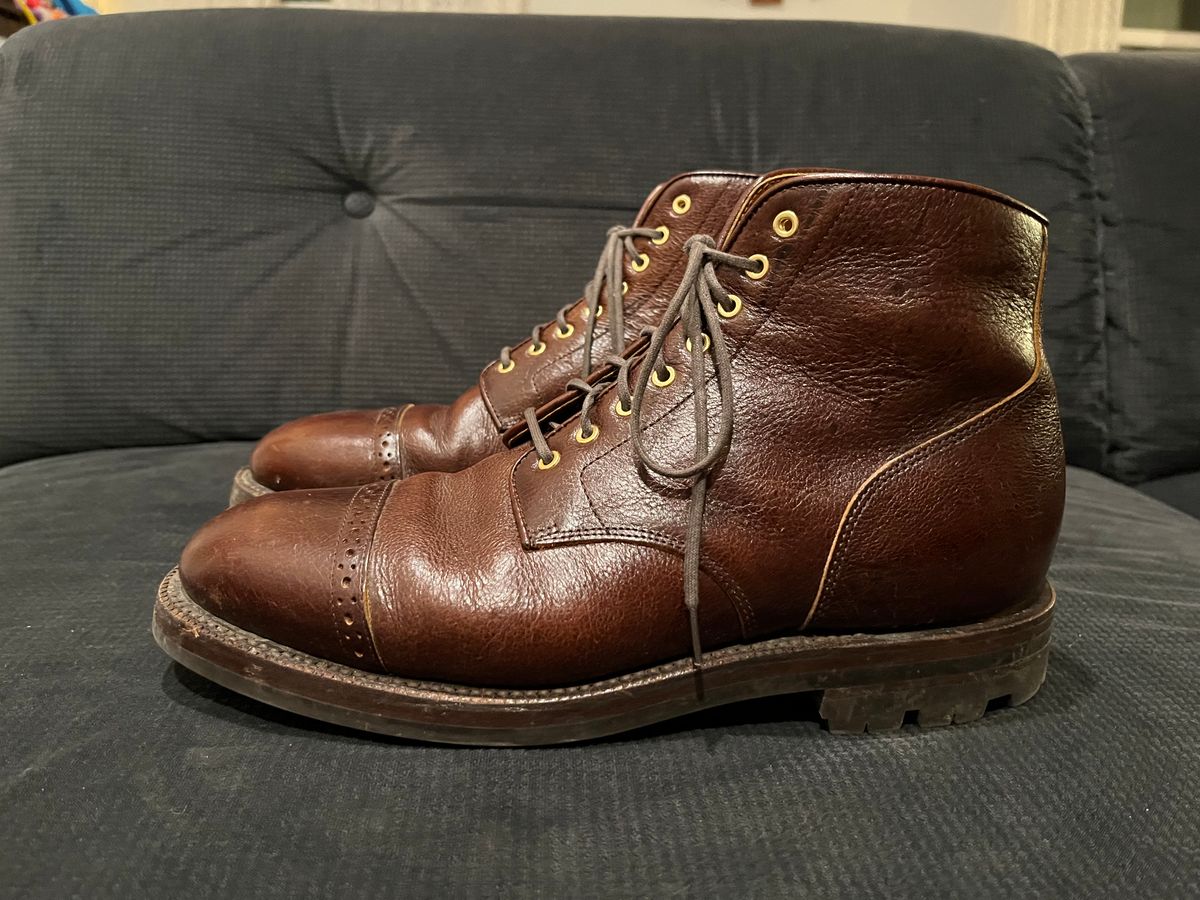 Photo by pbrunese on January 5, 2026 of the Grant Stone Garrison Boot in C.F. Stead Crimson Classic Kudu.