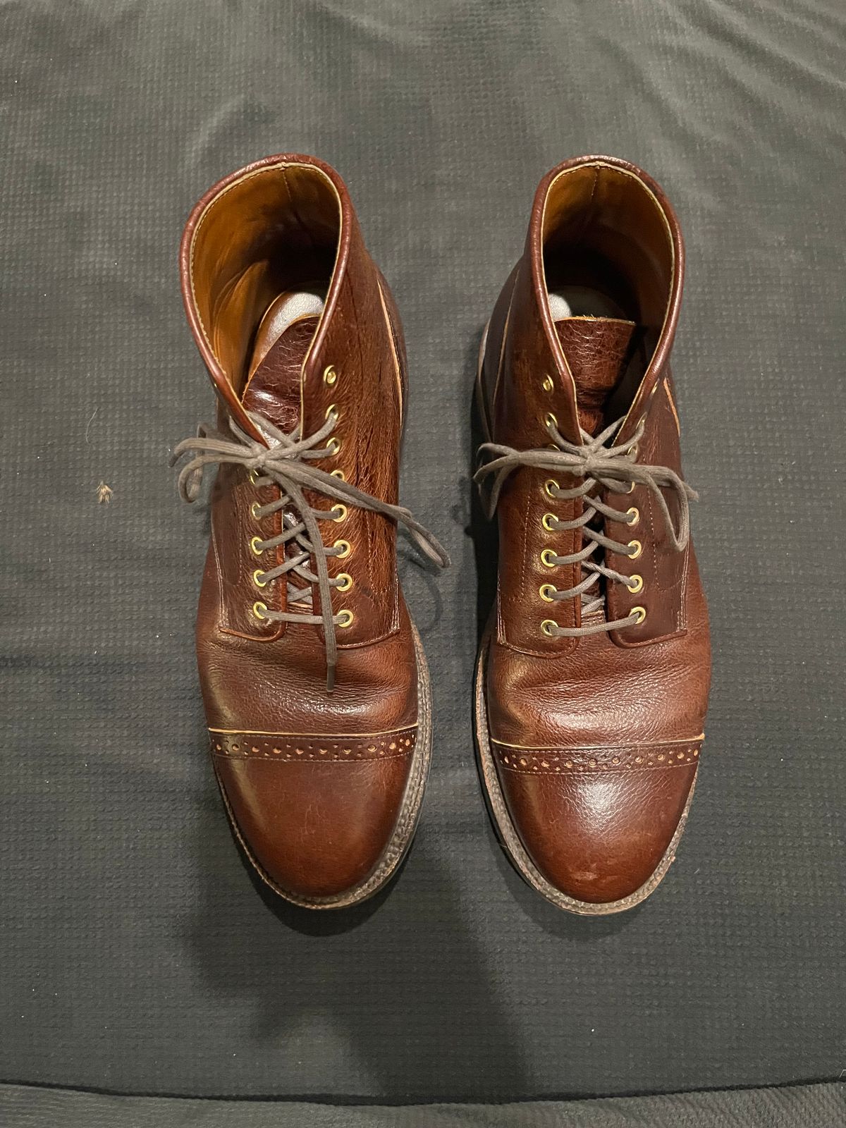 Photo by pbrunese on January 5, 2026 of the Grant Stone Garrison Boot in C.F. Stead Crimson Classic Kudu.