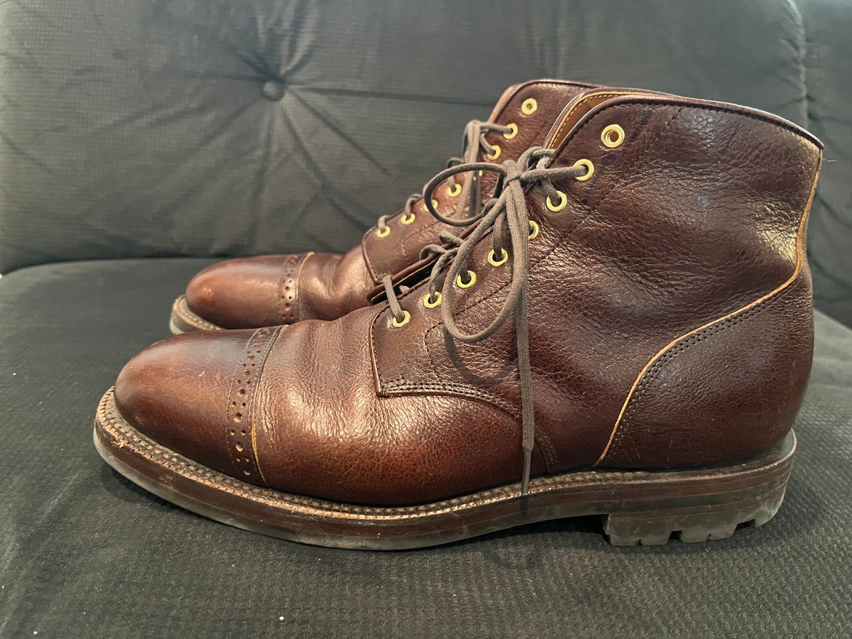 Photo by pbrunese on February 5, 2026 of the Grant Stone Garrison Boot in C.F. Stead Crimson Classic Kudu.