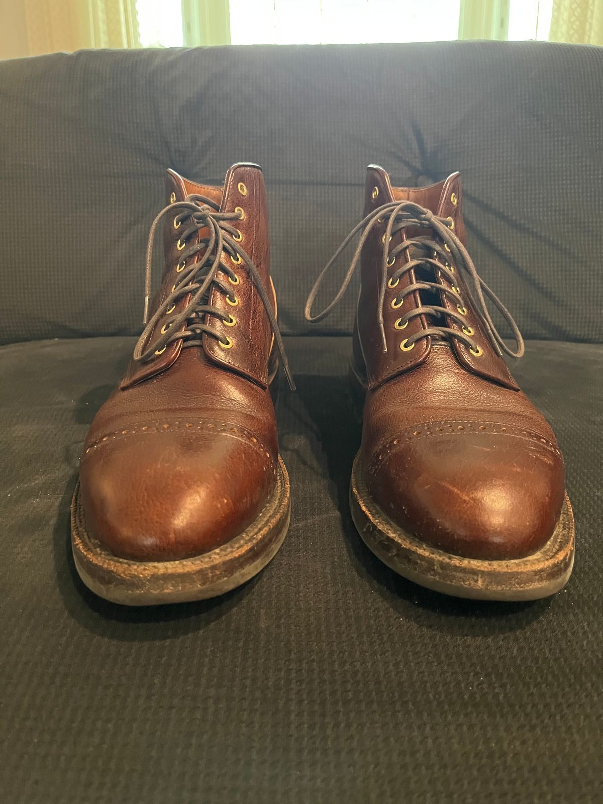 Photo by pbrunese on March 5, 2026 of the Grant Stone Garrison Boot in C.F. Stead Crimson Classic Kudu.