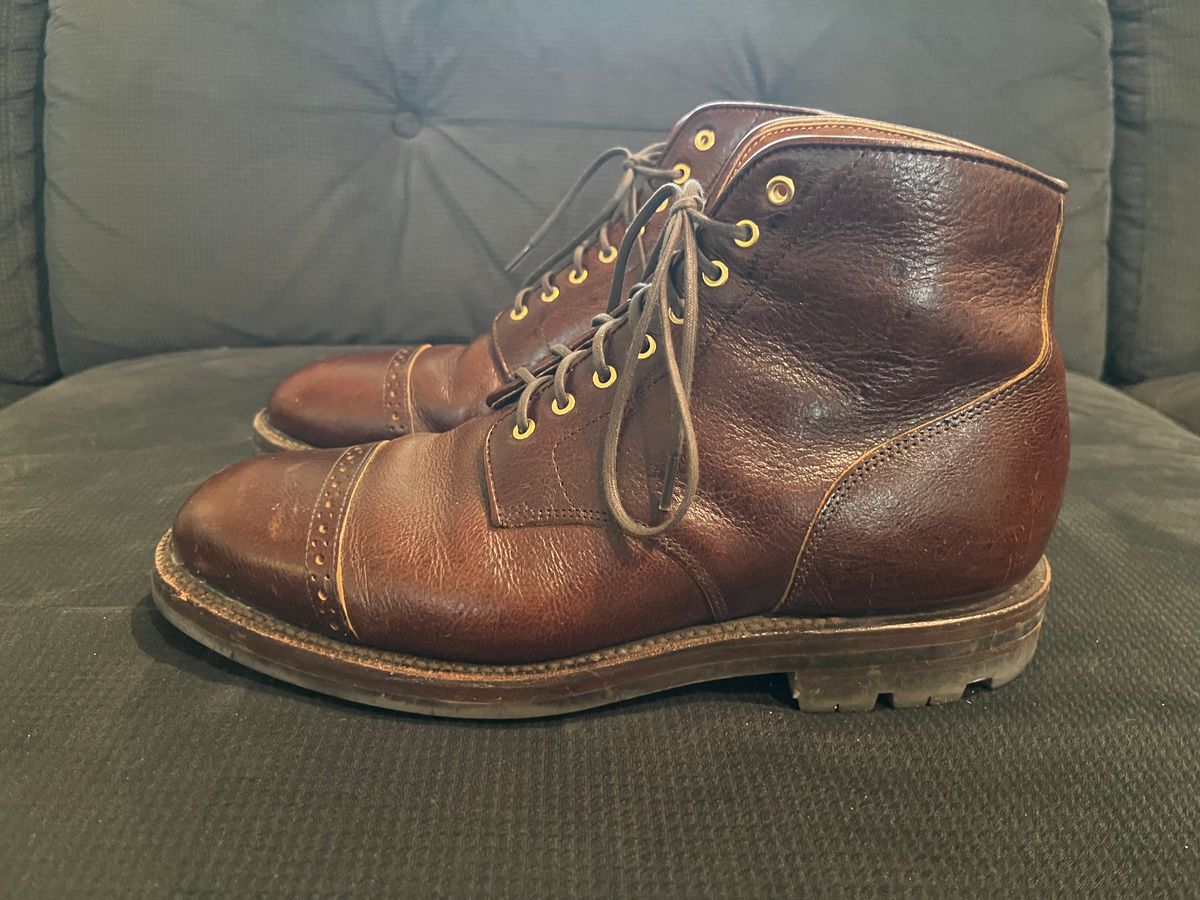 Photo by pbrunese on March 5, 2026 of the Grant Stone Garrison Boot in C.F. Stead Crimson Classic Kudu.