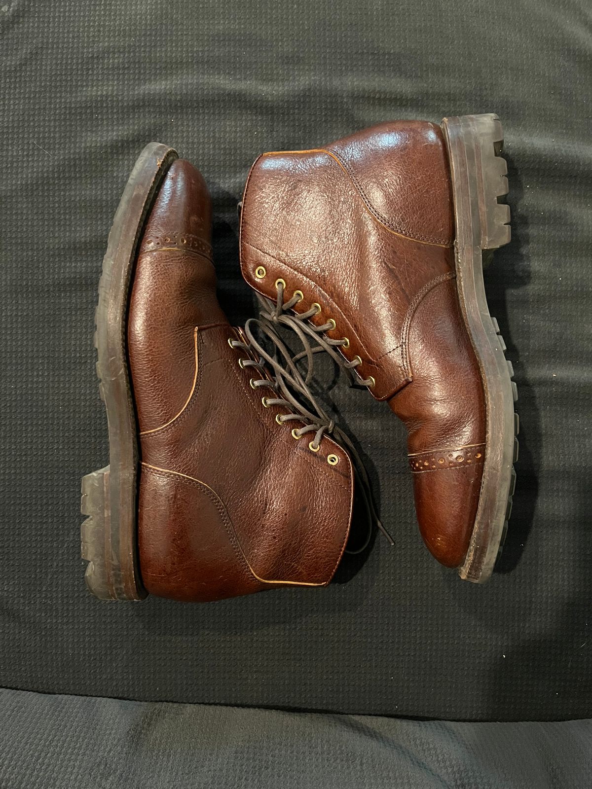 Photo by pbrunese on March 5, 2026 of the Grant Stone Garrison Boot in C.F. Stead Crimson Classic Kudu.