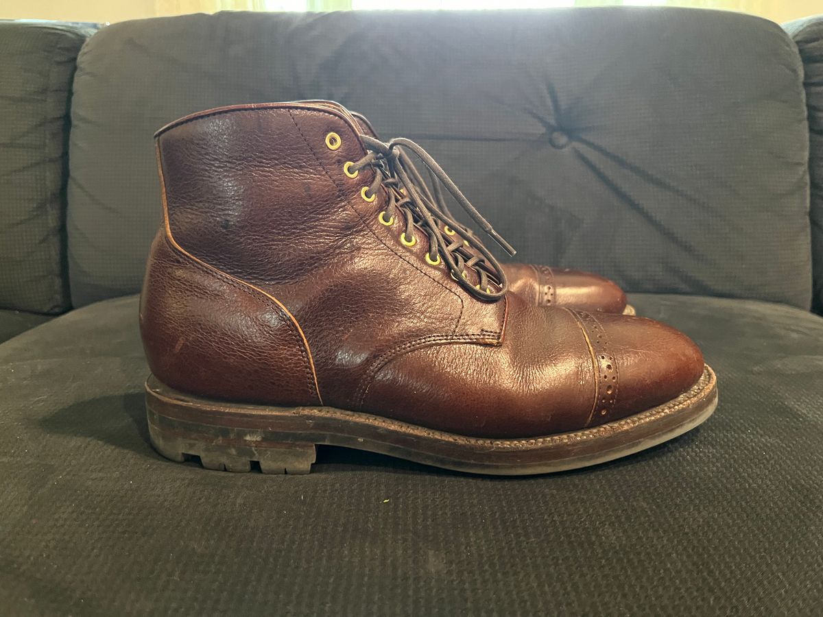 Photo by pbrunese on March 5, 2026 of the Grant Stone Garrison Boot in C.F. Stead Crimson Classic Kudu.