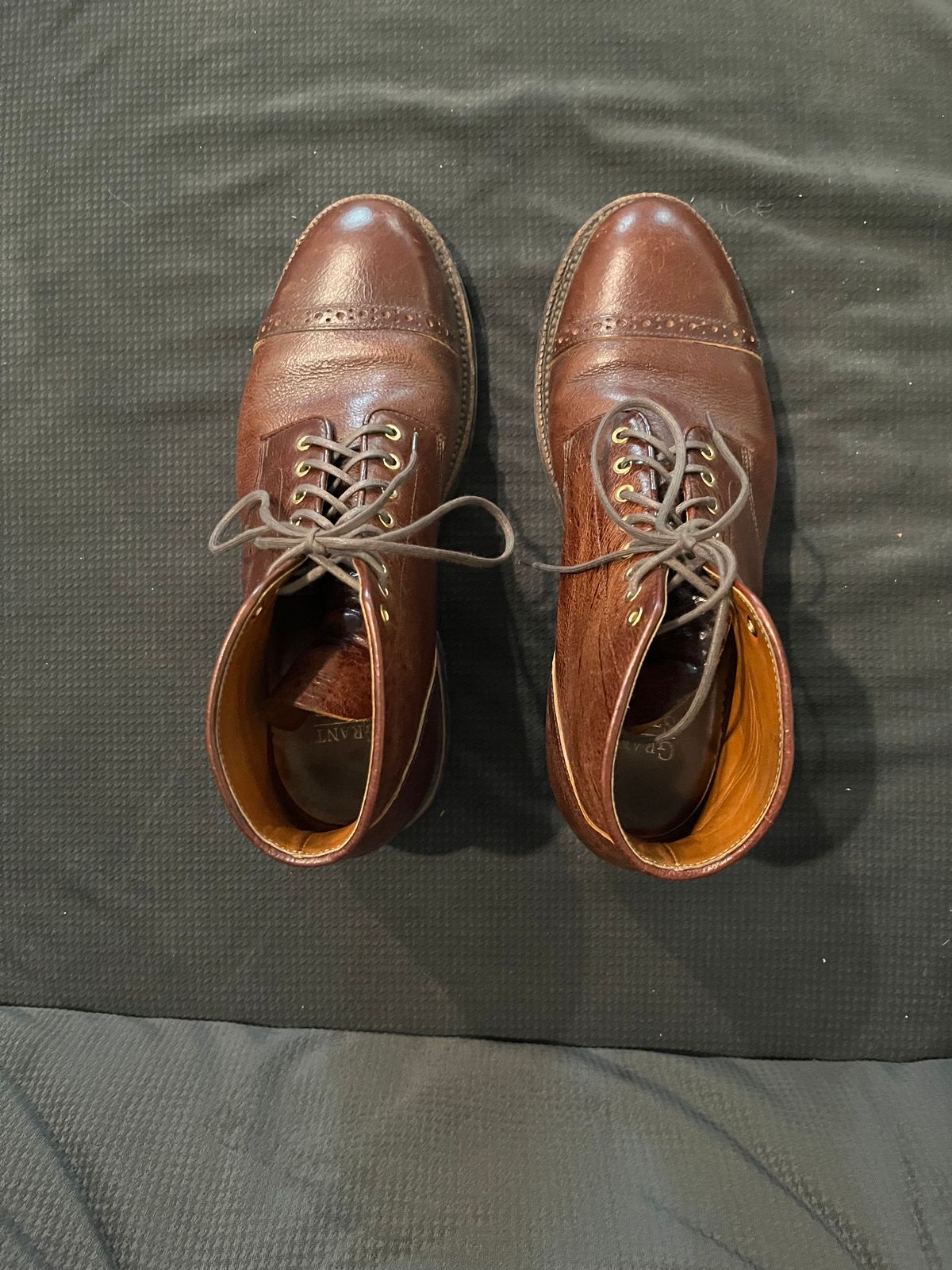 Photo by pbrunese on March 5, 2026 of the Grant Stone Garrison Boot in C.F. Stead Crimson Classic Kudu.