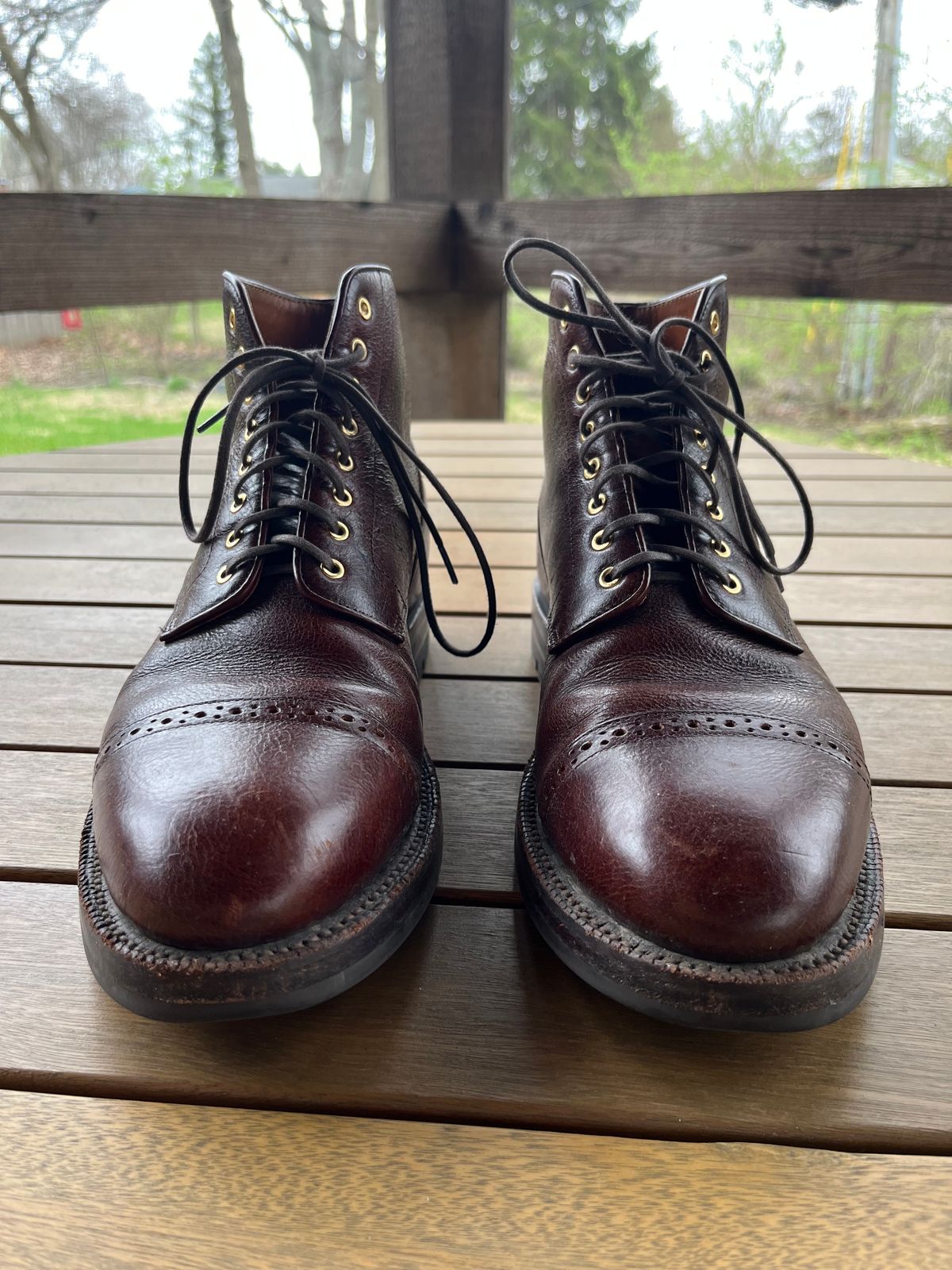 Photo by pbrunese on April 3, 2026 of the Grant Stone Garrison Boot in C.F. Stead Crimson Classic Kudu.