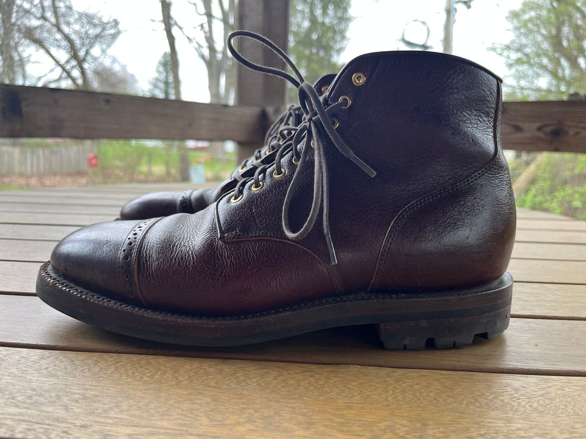 Photo by pbrunese on April 3, 2026 of the Grant Stone Garrison Boot in C.F. Stead Crimson Classic Kudu.