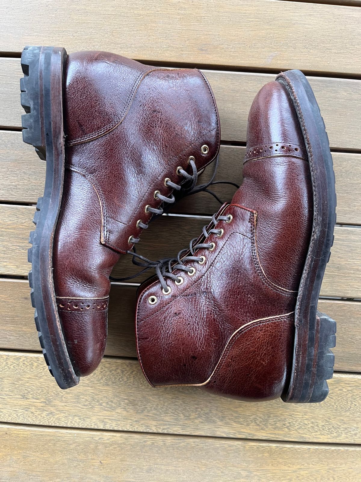 Photo by pbrunese on April 3, 2026 of the Grant Stone Garrison Boot in C.F. Stead Crimson Classic Kudu.