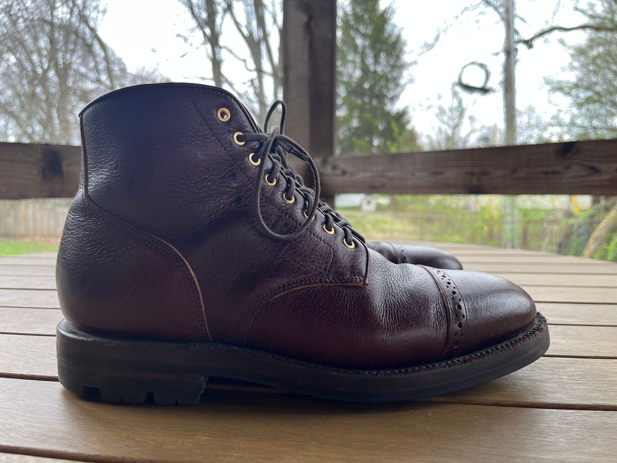 Photo by pbrunese on April 3, 2026 of the Grant Stone Garrison Boot in C.F. Stead Crimson Classic Kudu.