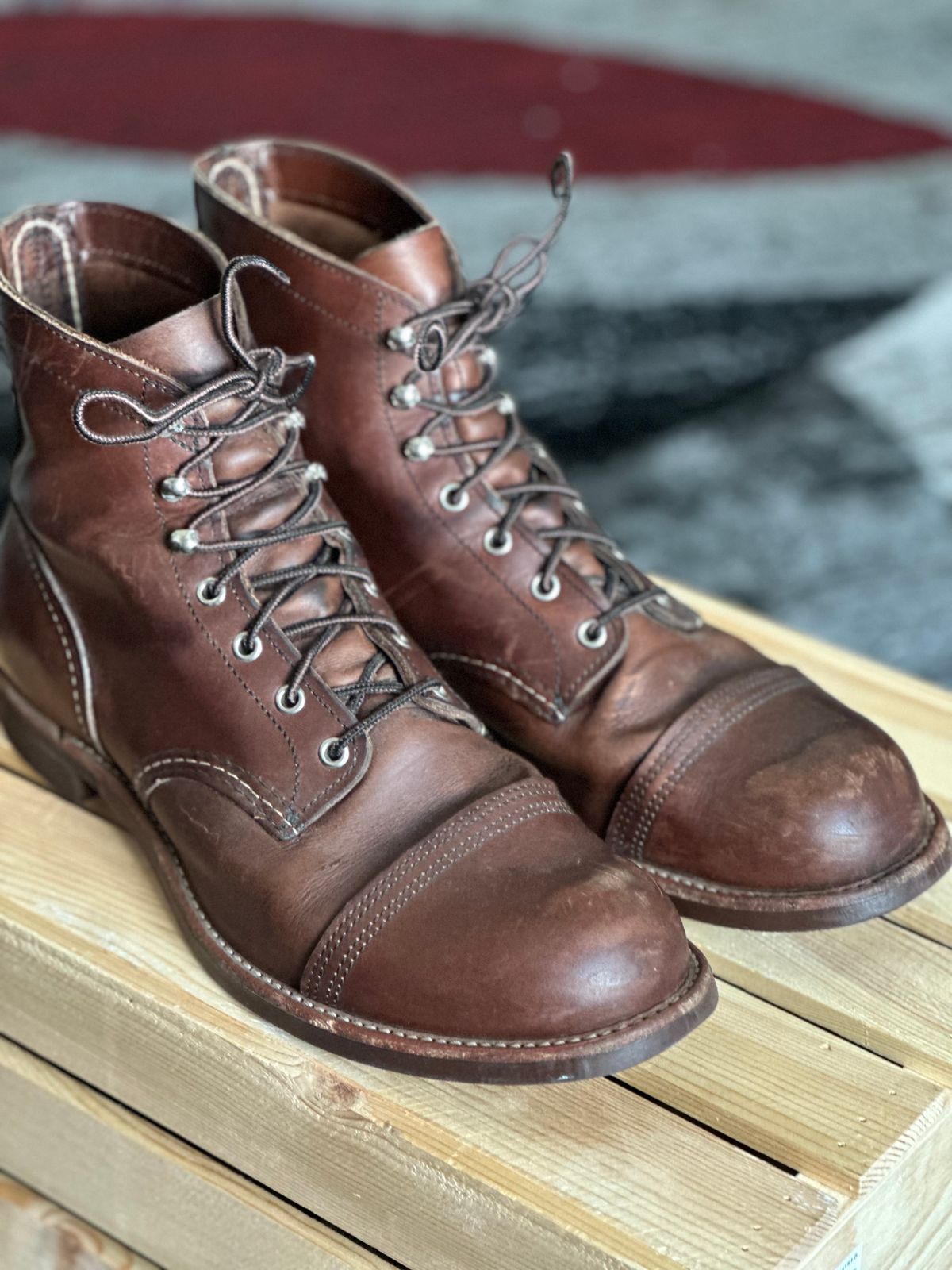 Photo by not.gettng.younger on September 4, 2024 of the Red Wing Iron Ranger in S.B. Foot Amber Harness.