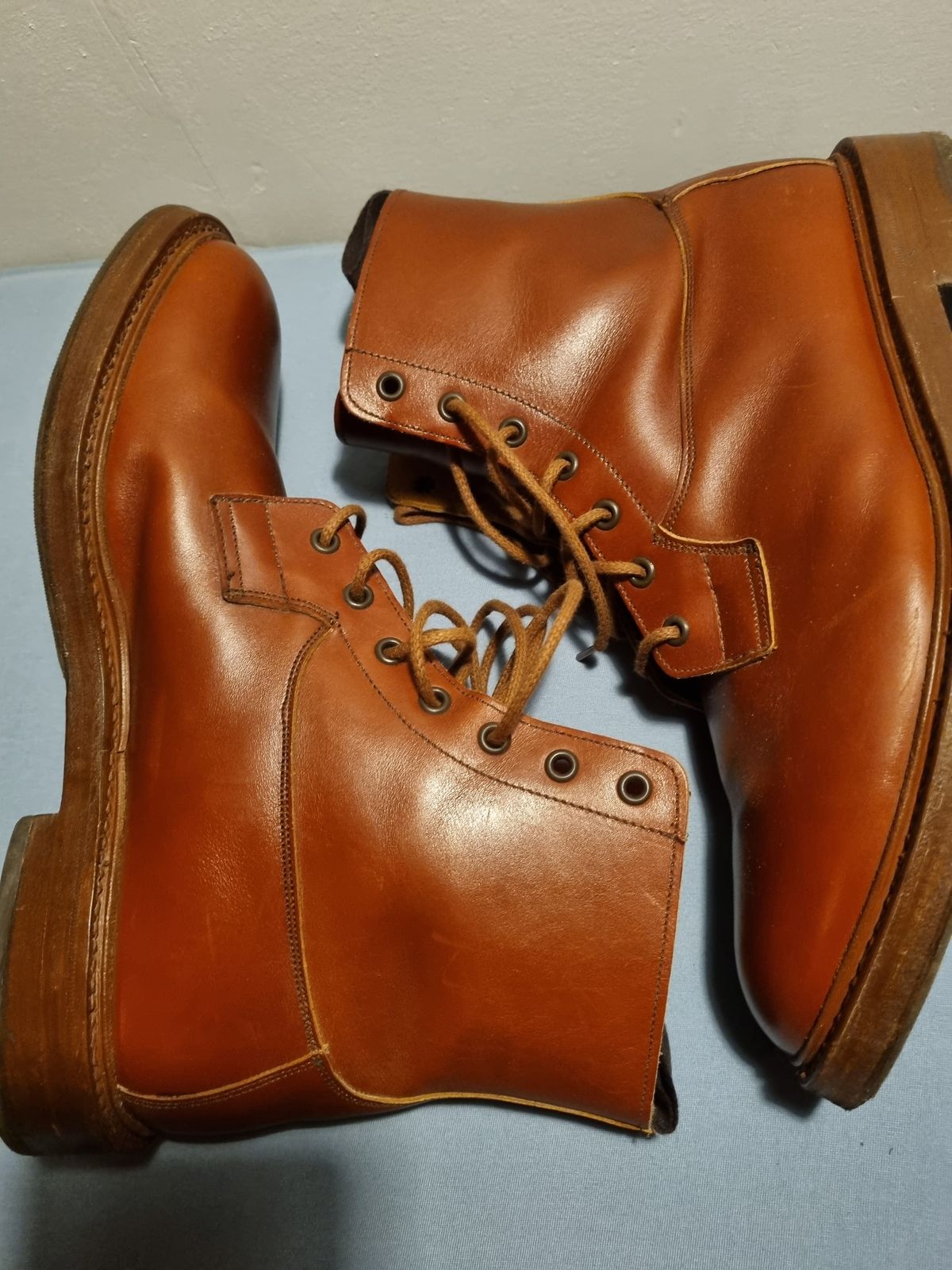 Photo by JSD on December 30, 2024 of the Tricker's Burford Country Boot in Marron Antique.