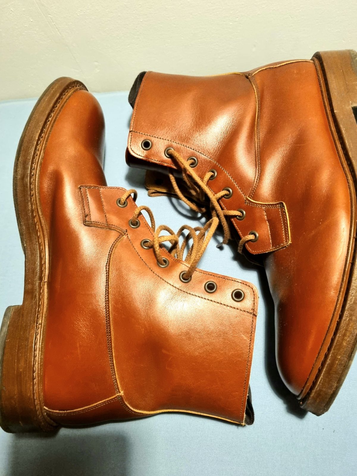 Photo by JSD on December 30, 2024 of the Tricker's Burford Country Boot in Marron Antique.