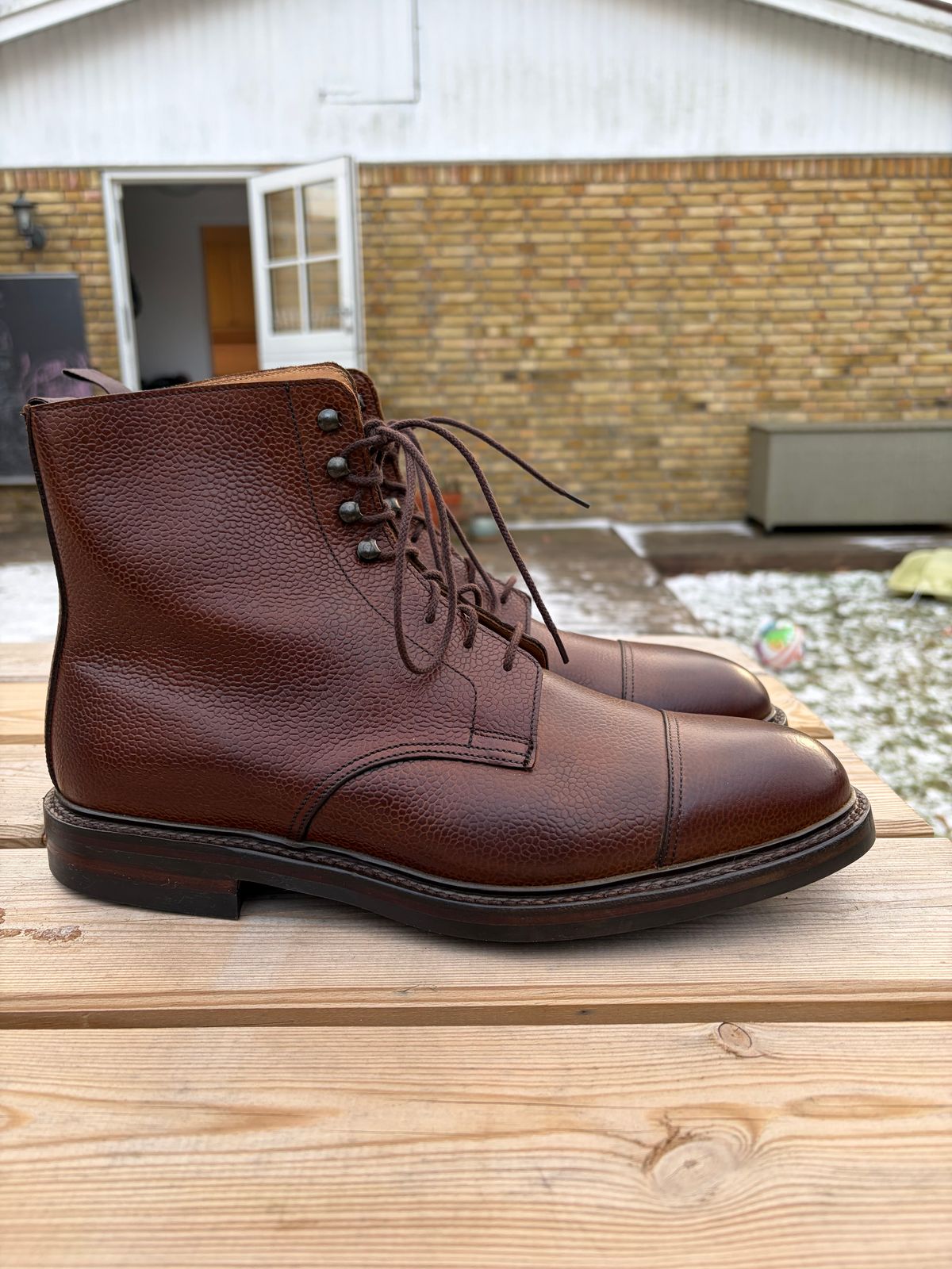 Photo by JSD on February 1, 2026 of the Crockett & Jones Coniston in Dark Brown Scotch Grain.