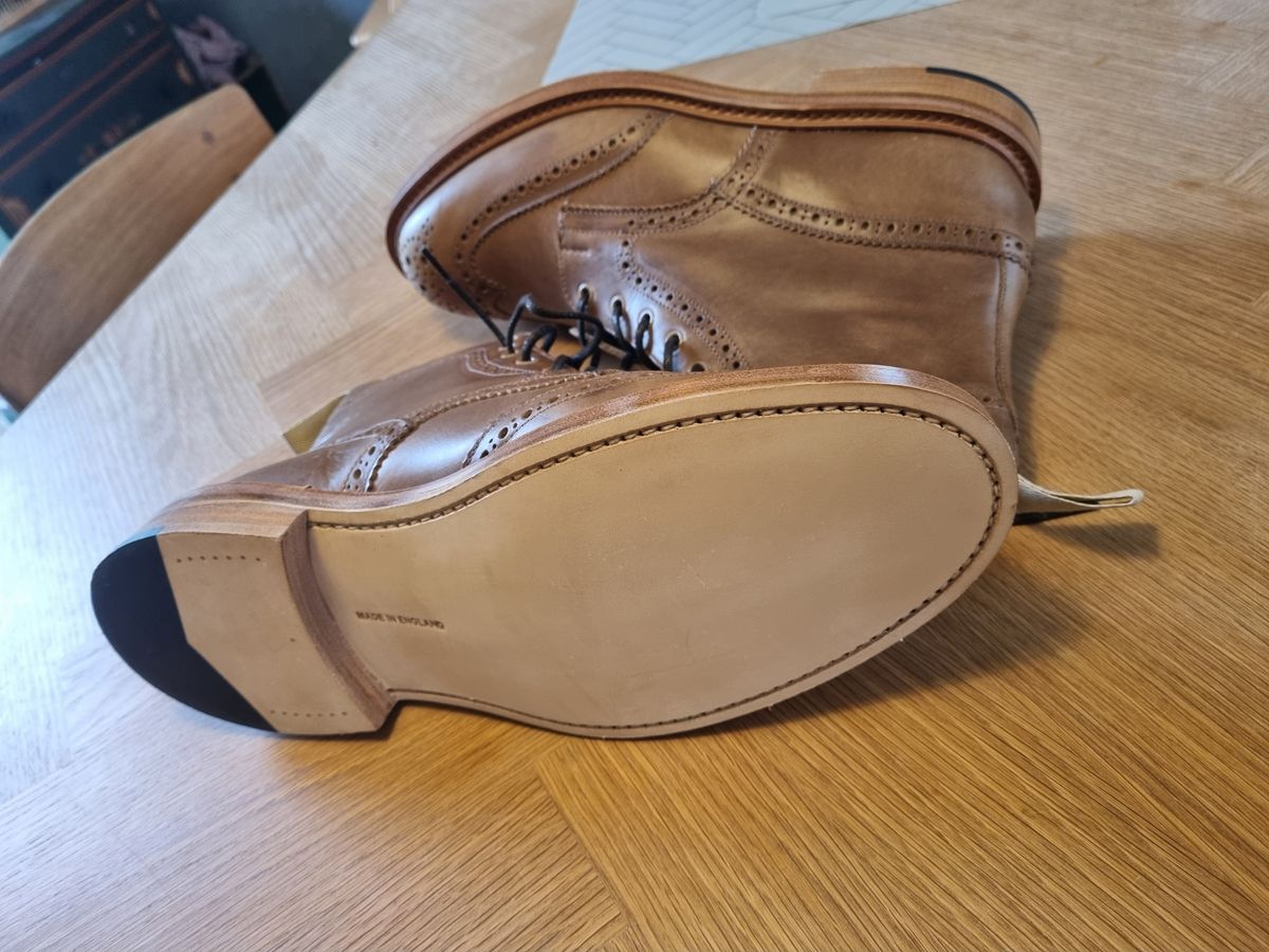 Photo by JSD on February 15, 2025 of the Tricker's Stow Country Boot in Horween Natural Chromexcel.