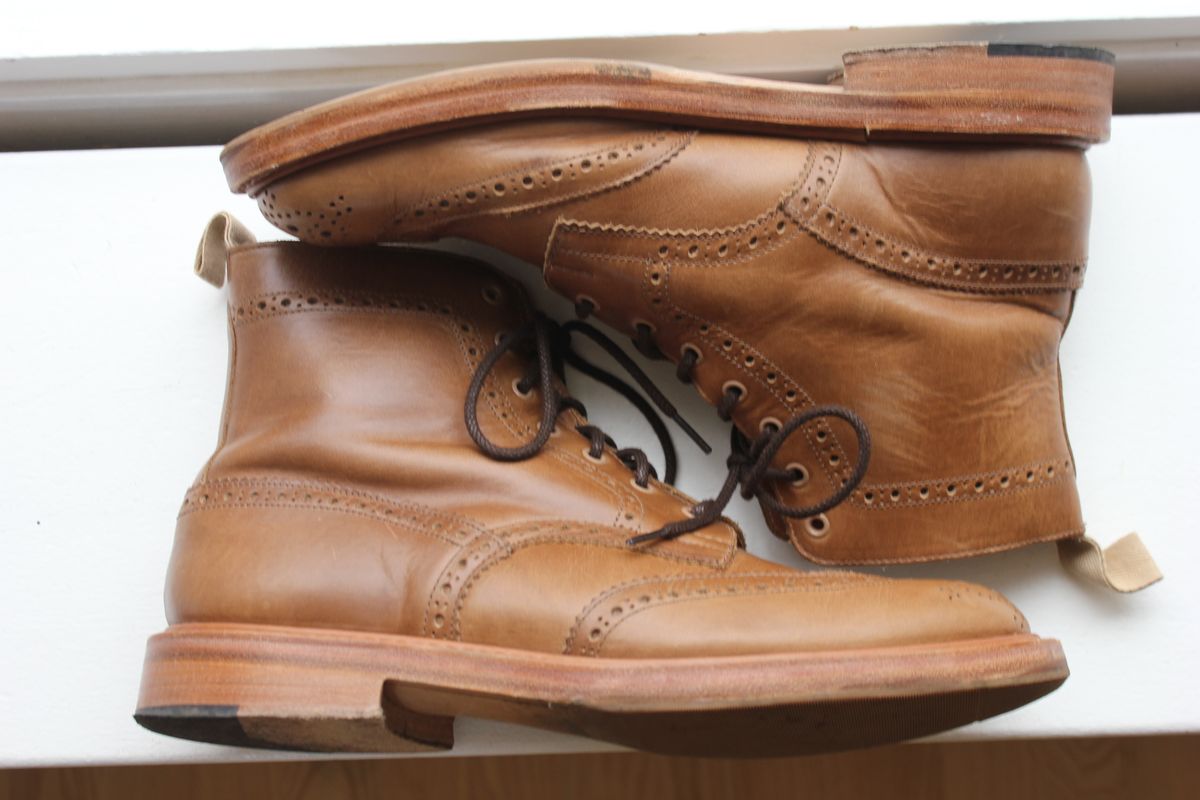 Photo by JSD on August 6, 2025 of the Tricker's Stow Country Boot in Horween Natural Chromexcel.