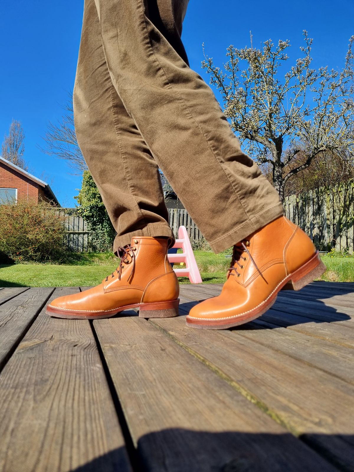 Photo by JSD on April 1, 2025 of the Jakkrabbits Logger Boot in Tochigi Oil Vachetta #1 Light Brown.