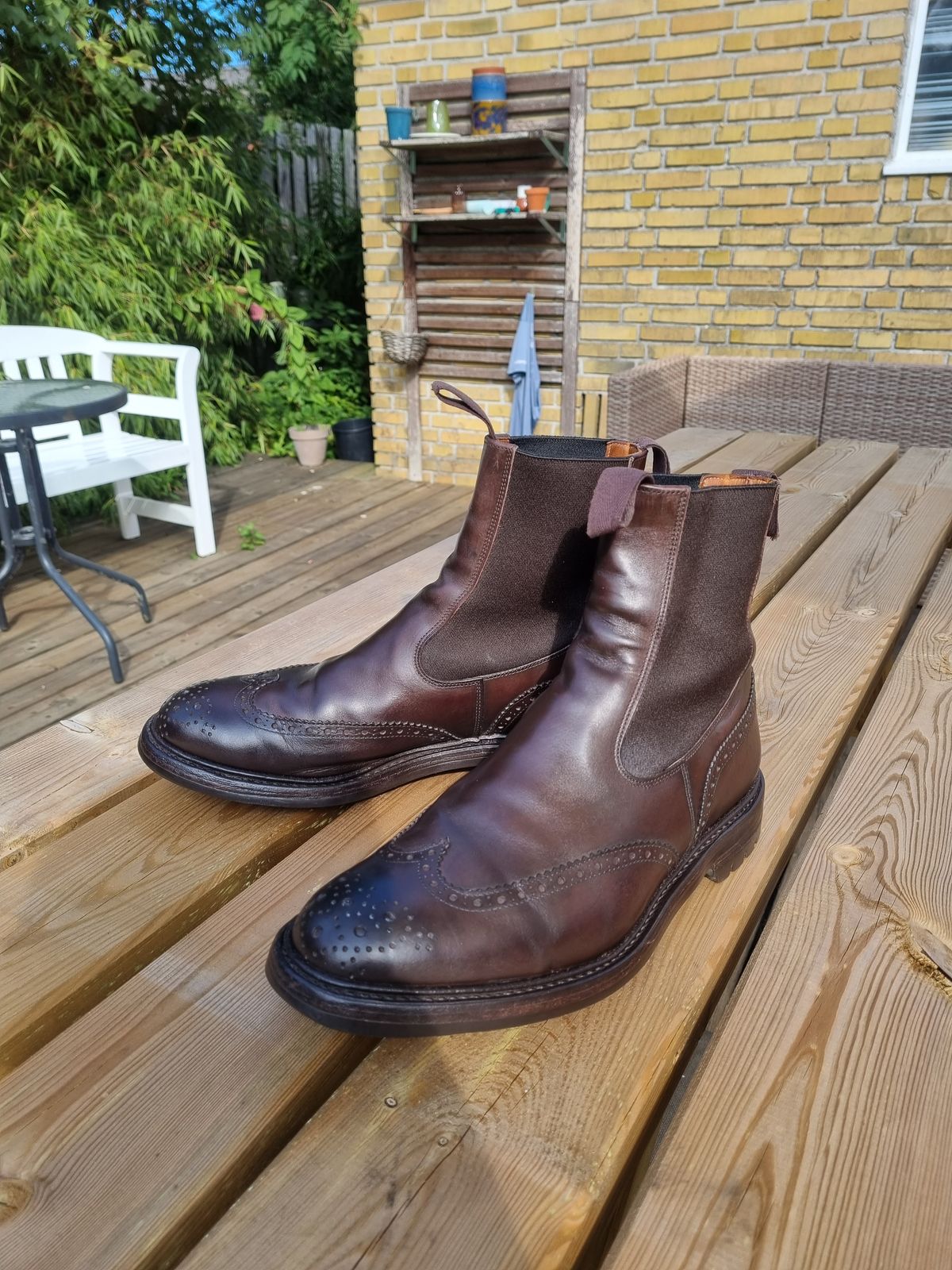 Photo by JSD on August 1, 2025 of the Tricker's Henry Country Dealer Boot in Espresso Burnished Calf.