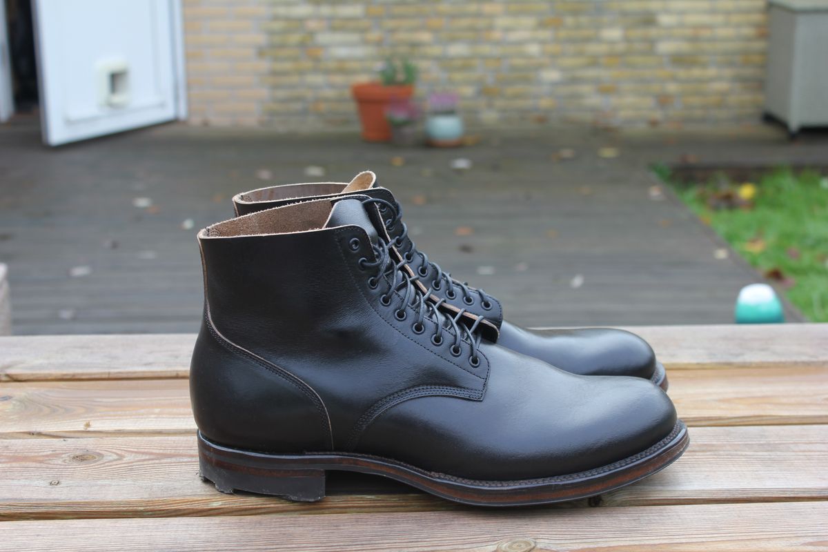 Photo by JSD on October 28, 2025 of the Viberg Service Boot in Lucida Black Horsebutt.