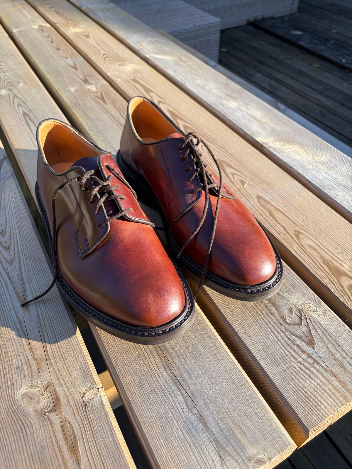 Photo by JSD on March 4, 2026 of the Tricker's Bobby in Horween Brown Shell Cordovan.