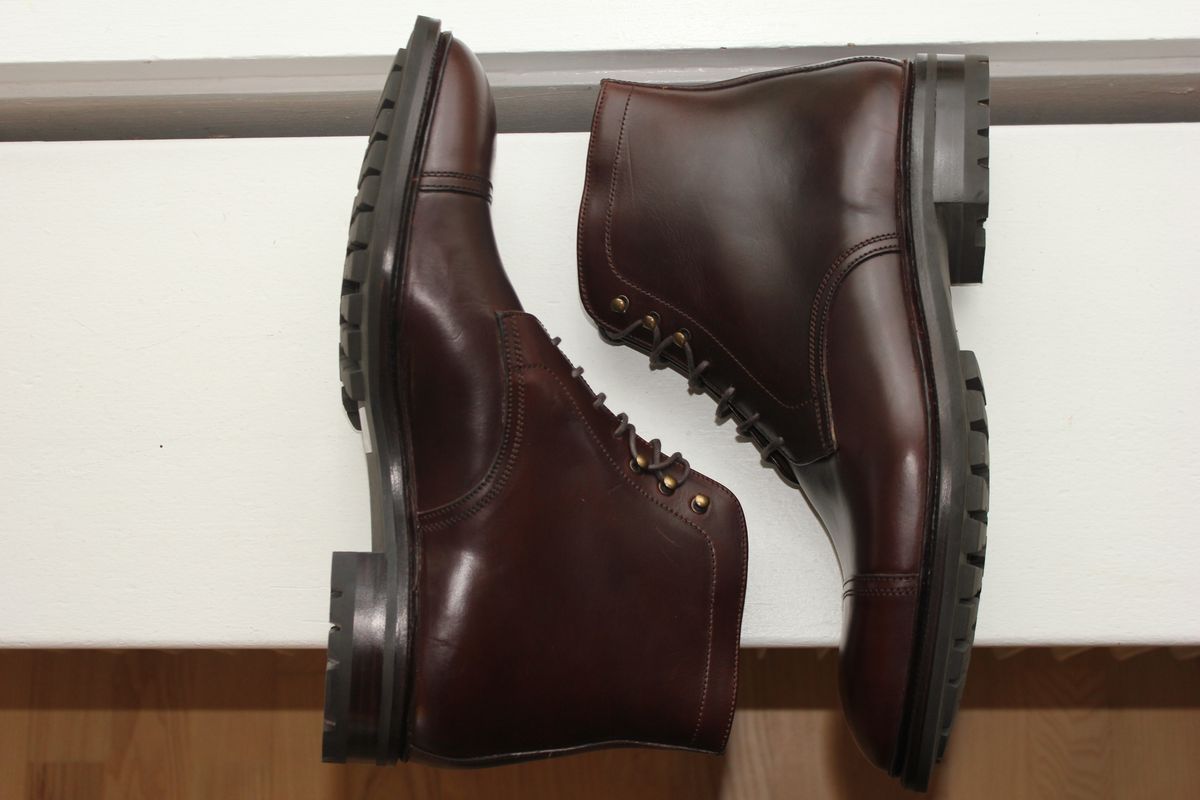 Photo by JSD on August 26, 2025 of the Carmina Dress Boots 80179 in Horween Brown Chromexcel.