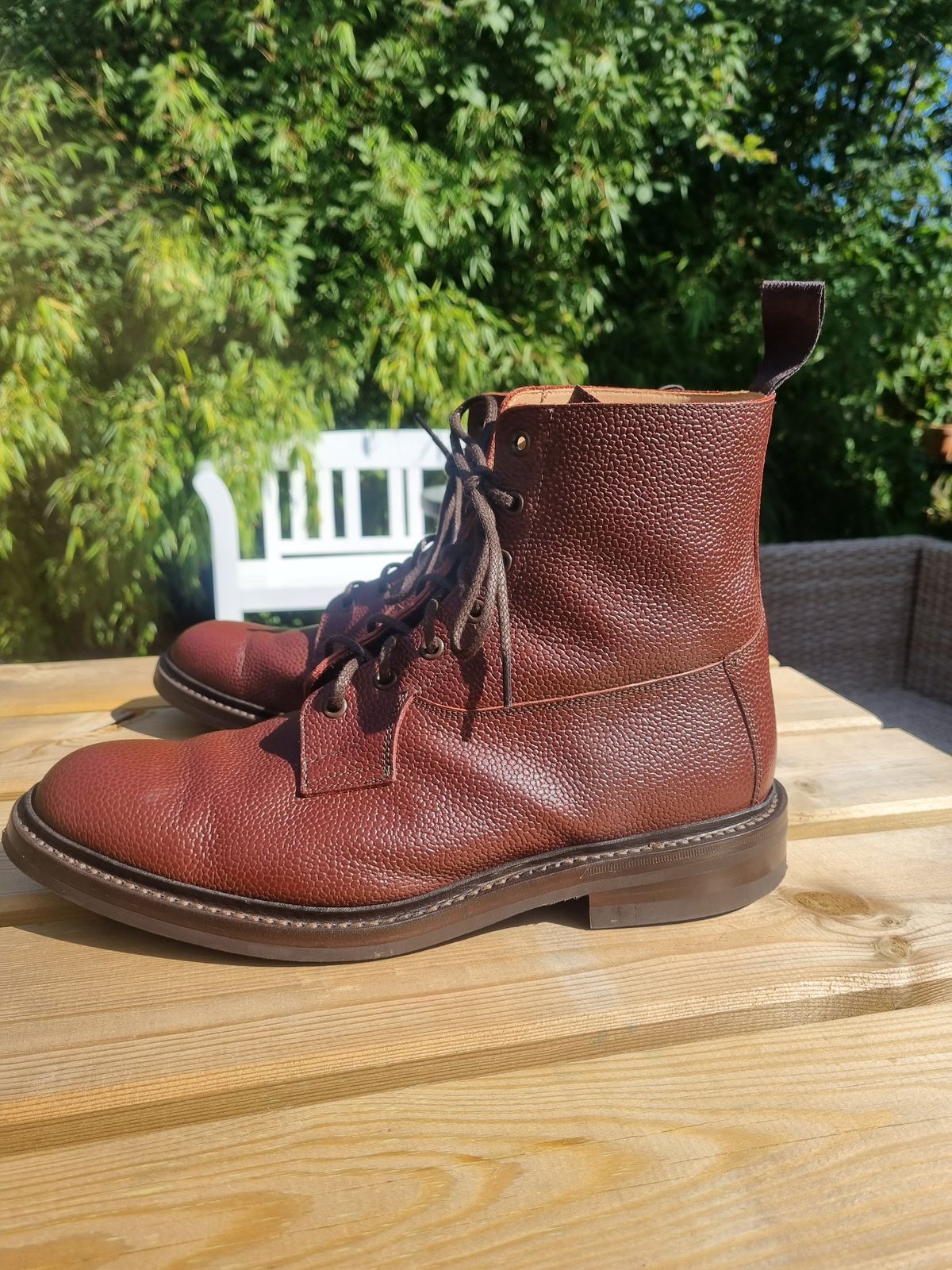 Photo by JSD on August 13, 2025 of the Tricker's Burford Country Boot in Brown Zug Grain.