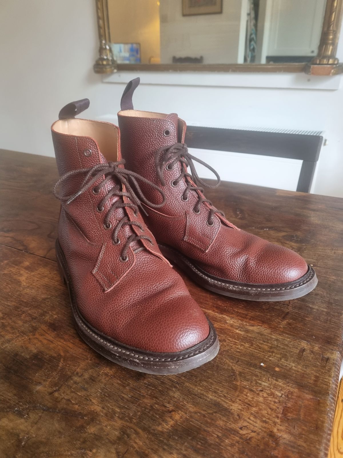 Photo by JSD on September 18, 2025 of the Tricker's Burford Country Boot in Brown Zug Grain.