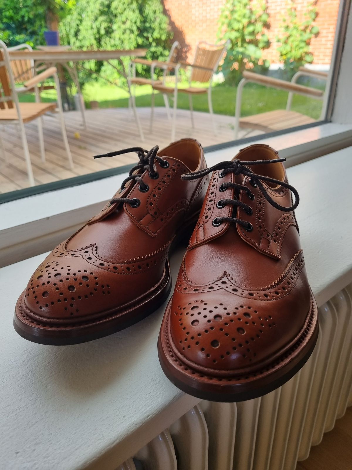 Photo by JSD on June 20, 2025 of the Tricker's Bourton Country Shoe in Marron Antique.