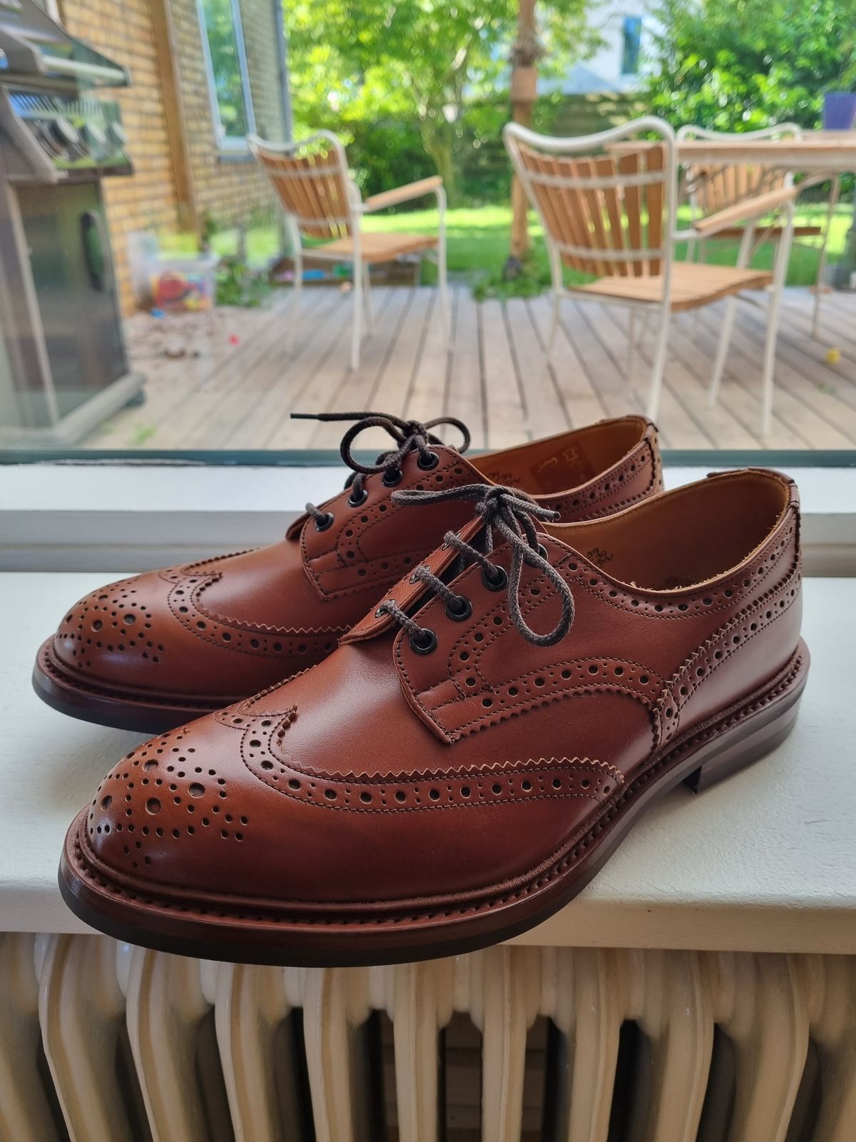 Photo by JSD on June 20, 2025 of the Tricker's Bourton Country Shoe in Marron Antique.