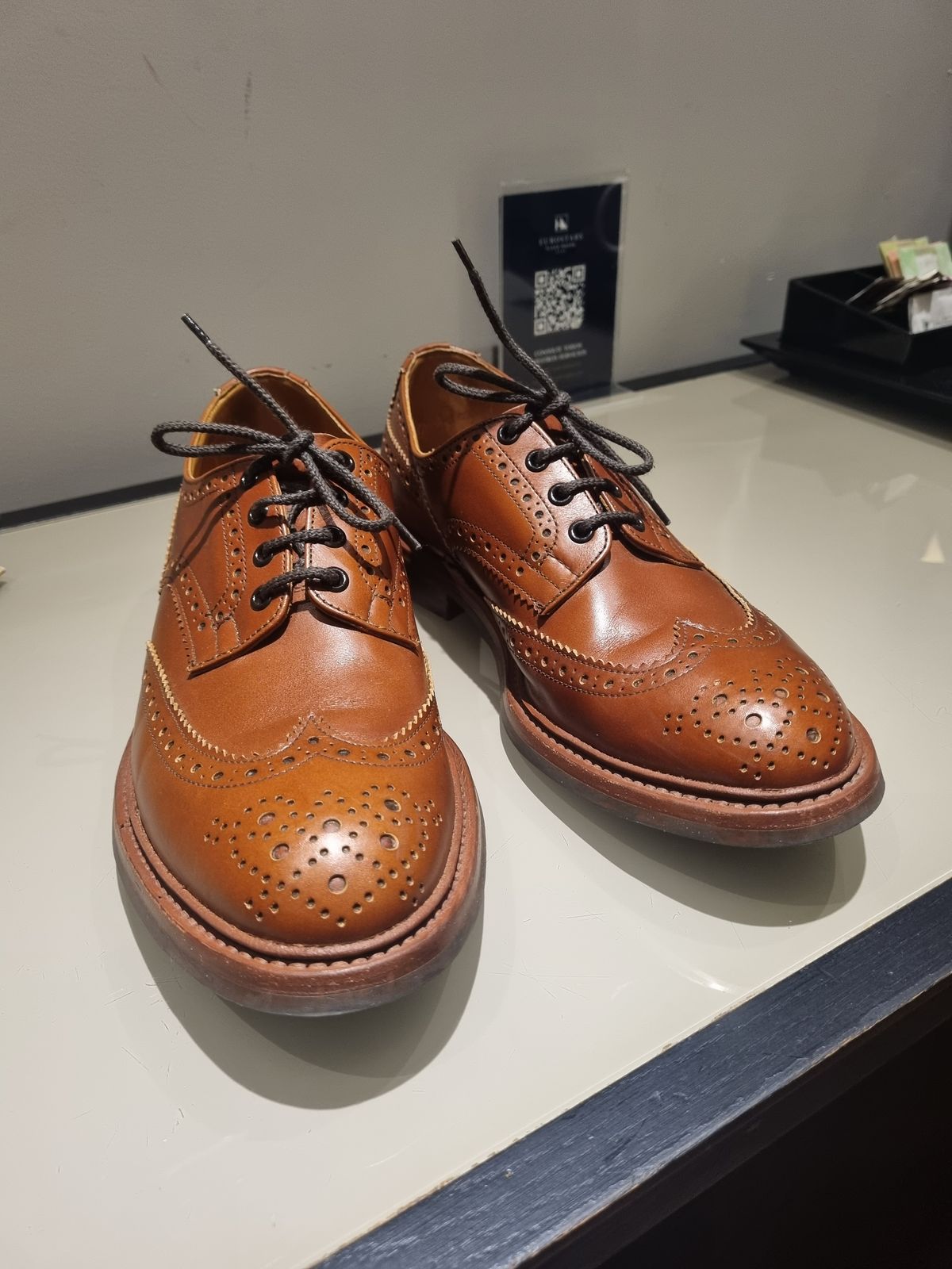 Photo by JSD on June 29, 2025 of the Tricker's Bourton Country Shoe in Marron Antique.