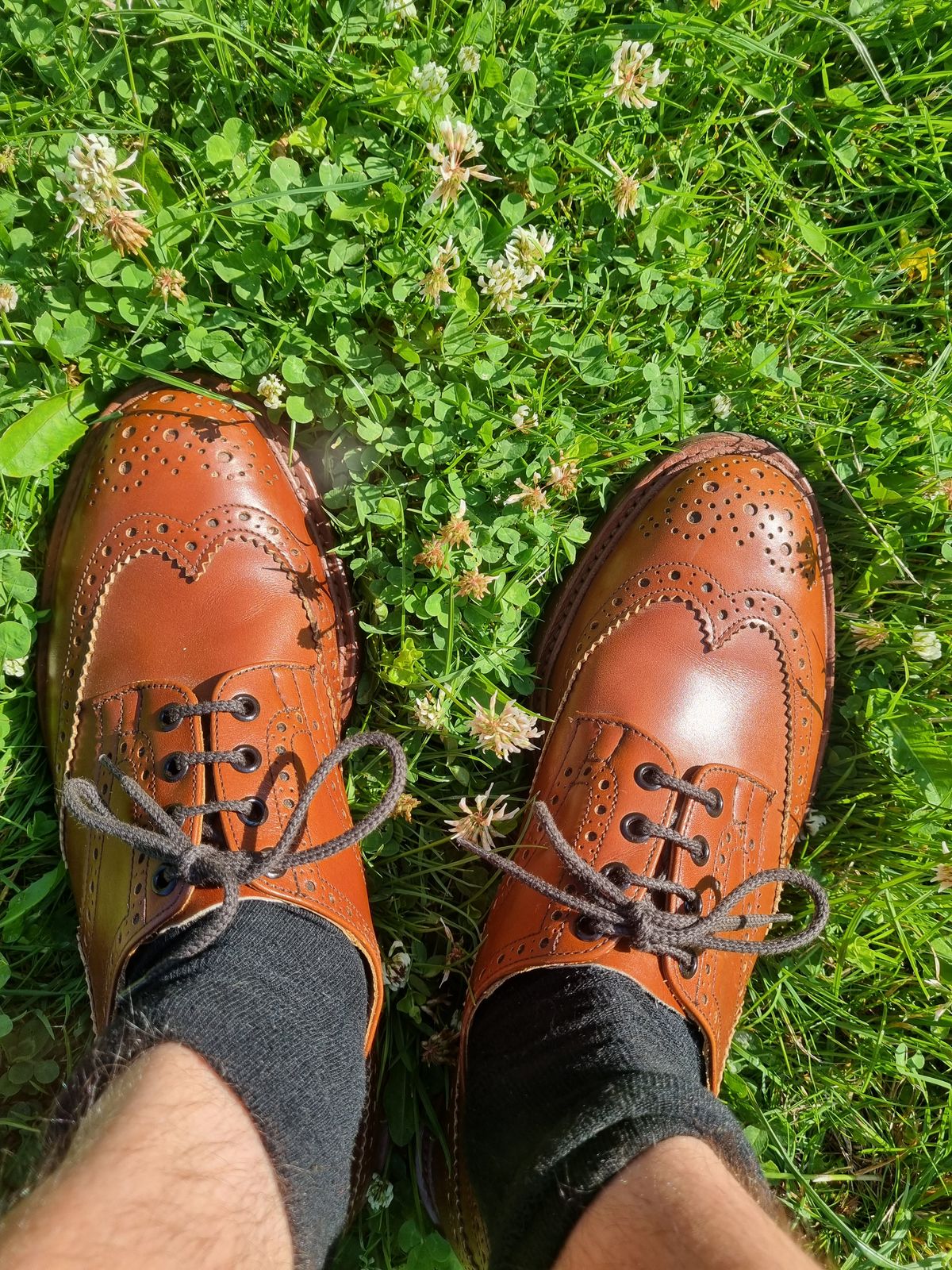 Photo by JSD on July 19, 2025 of the Tricker's Bourton Country Shoe in Marron Antique.